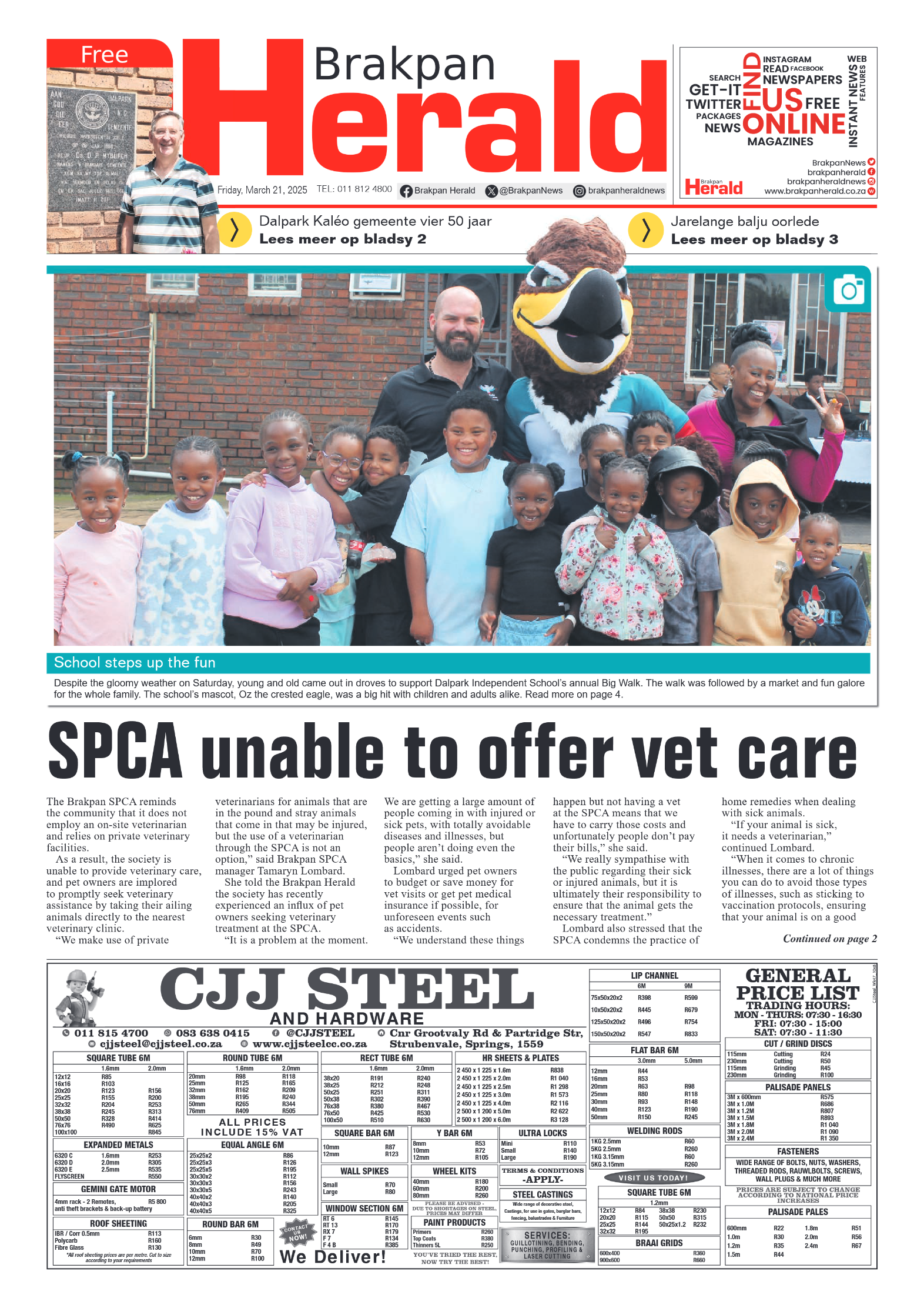 Brakpan Herald 21 March 2025 page 1
