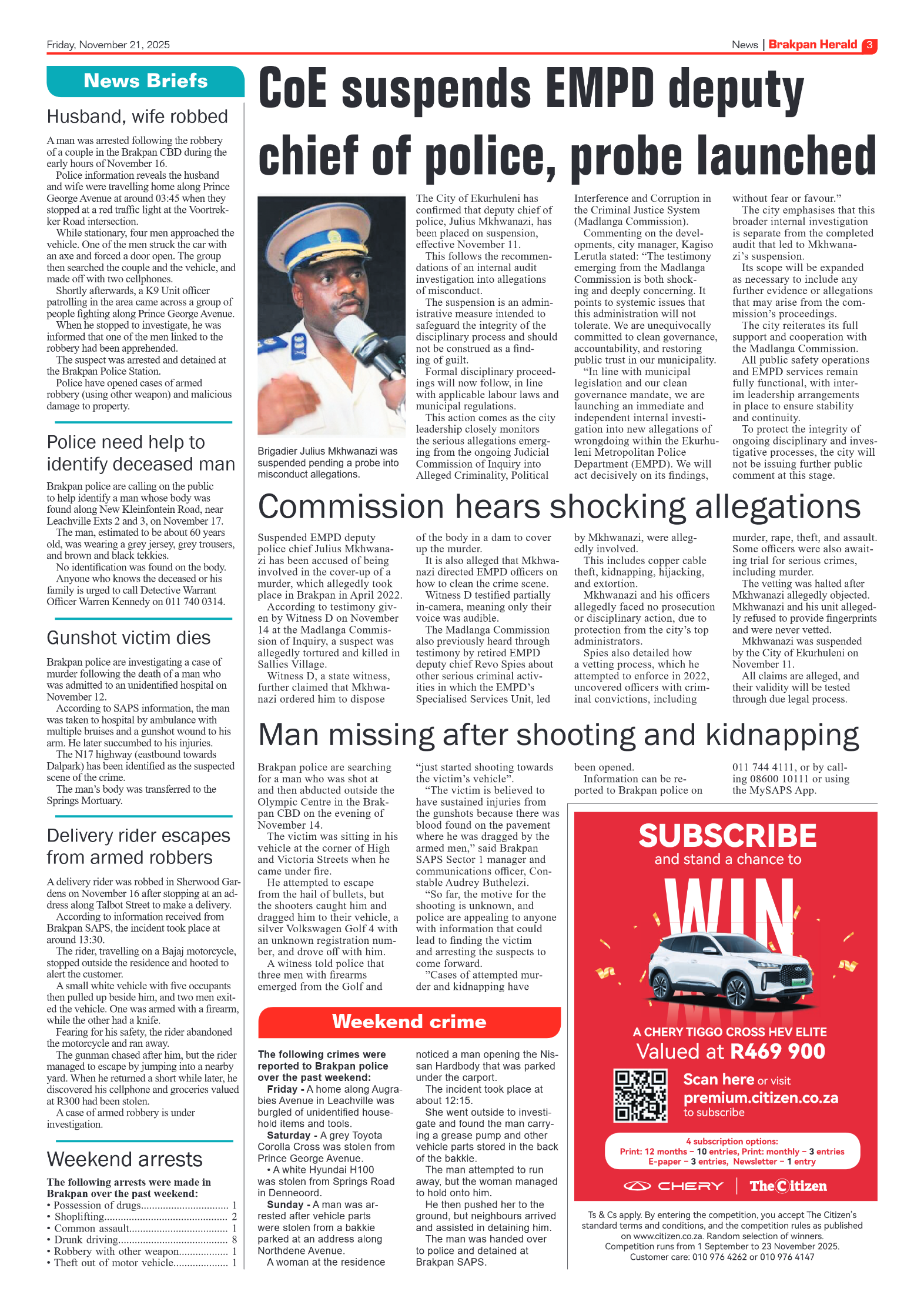 Brakpan Herald 21 November 2025 page 3