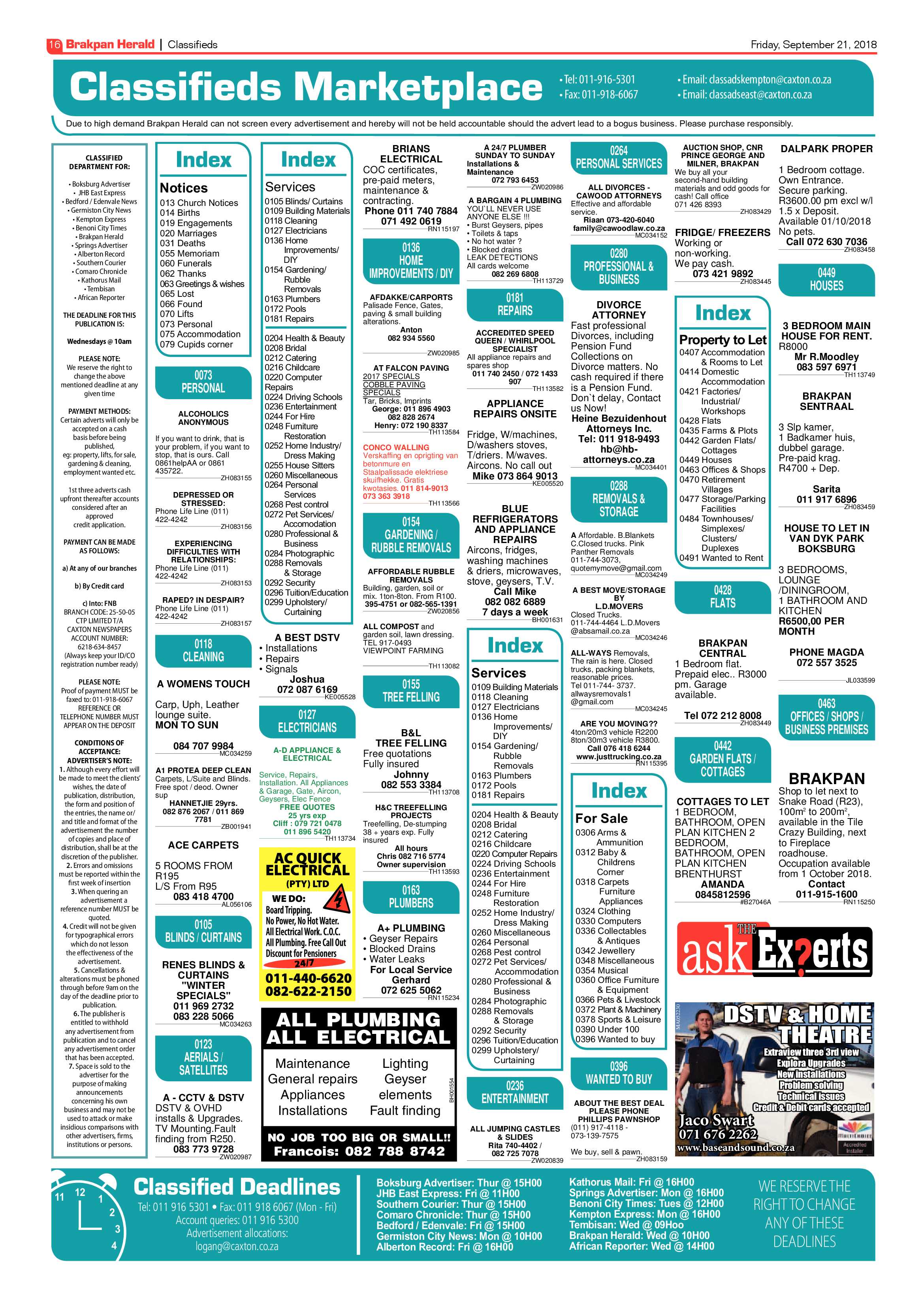 Brakpan Herald 21 September 2018 page 16