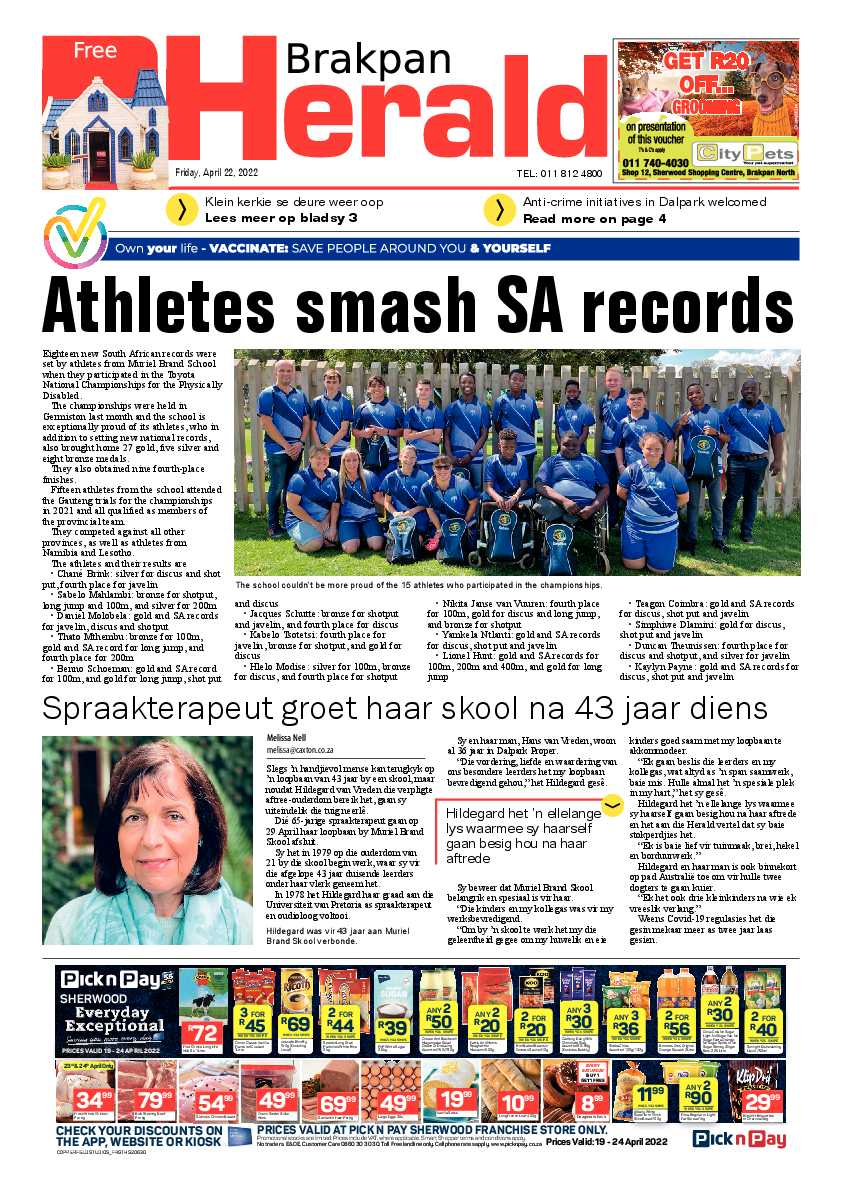 Brakpan Herald 22 April 2022 page 1