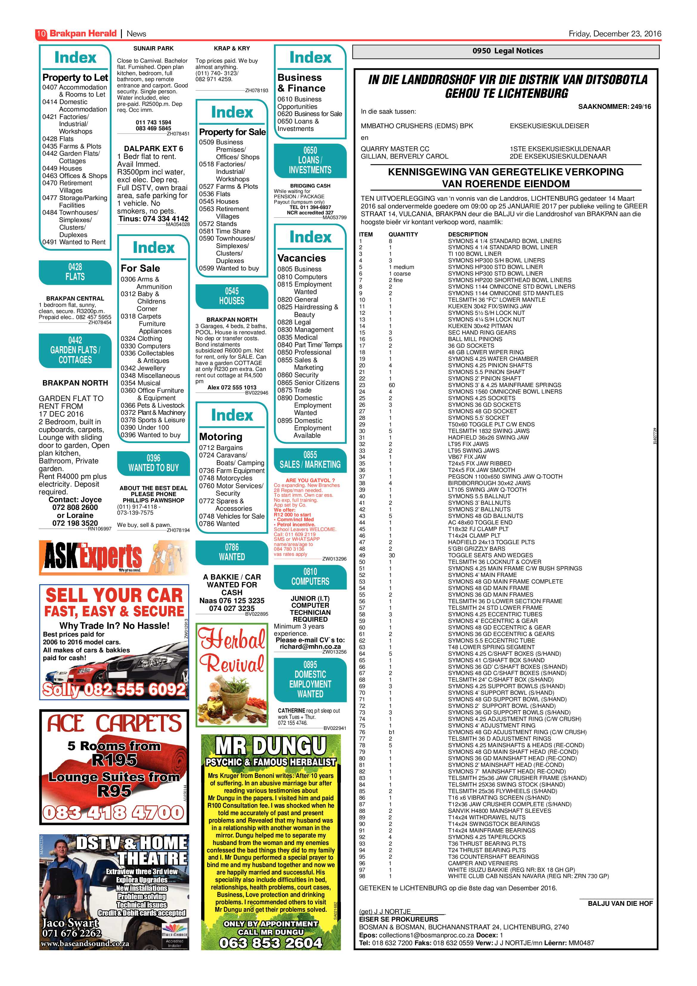 Brakpan Herald 22 December 2016 page 10