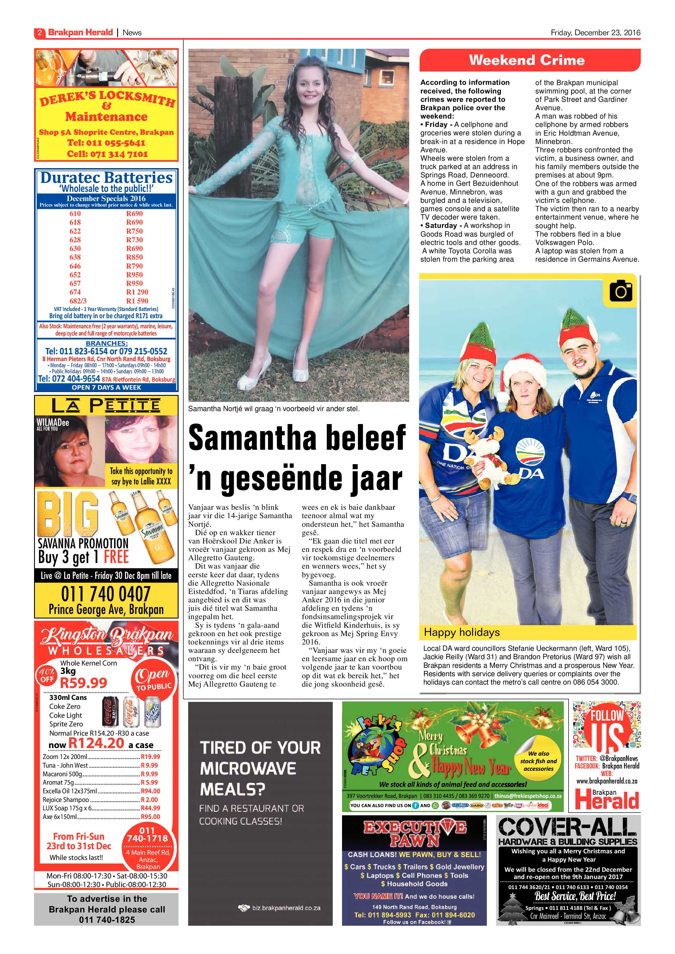 Brakpan Herald 22 December 2016 page 2