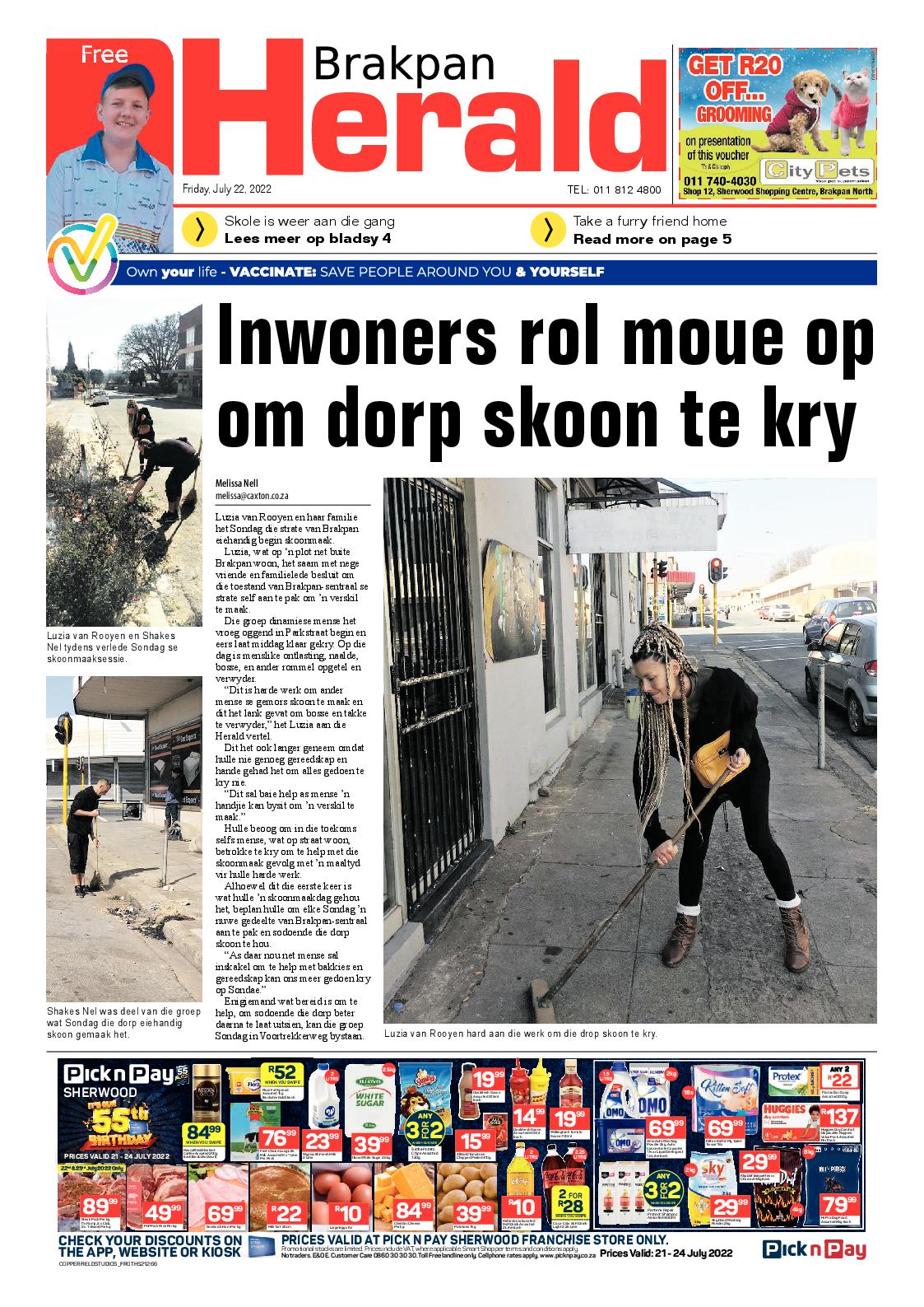 Brakpan Herald 22 July 2022 page 1