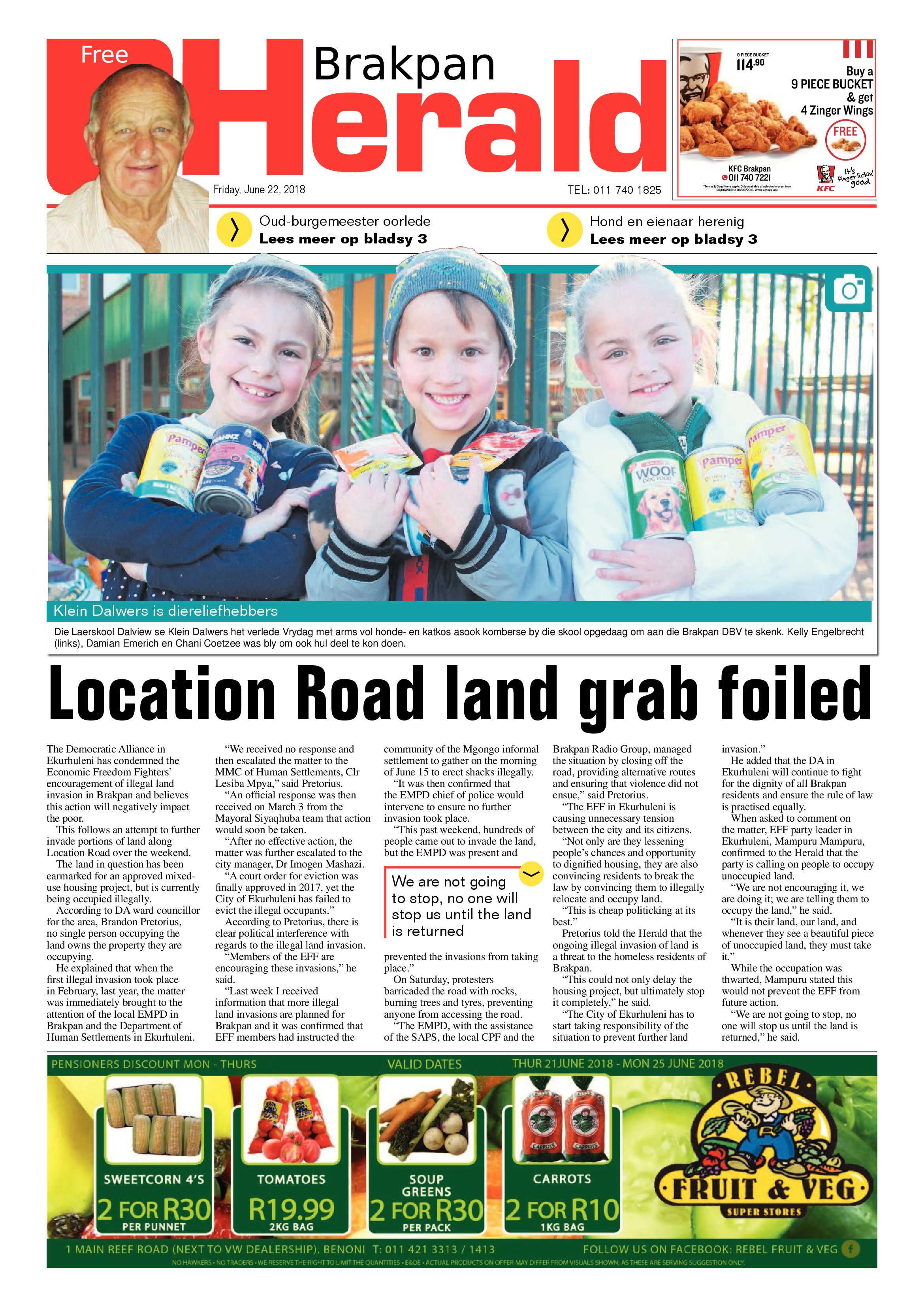 Brakpan Herald 22 June 2018 page 1