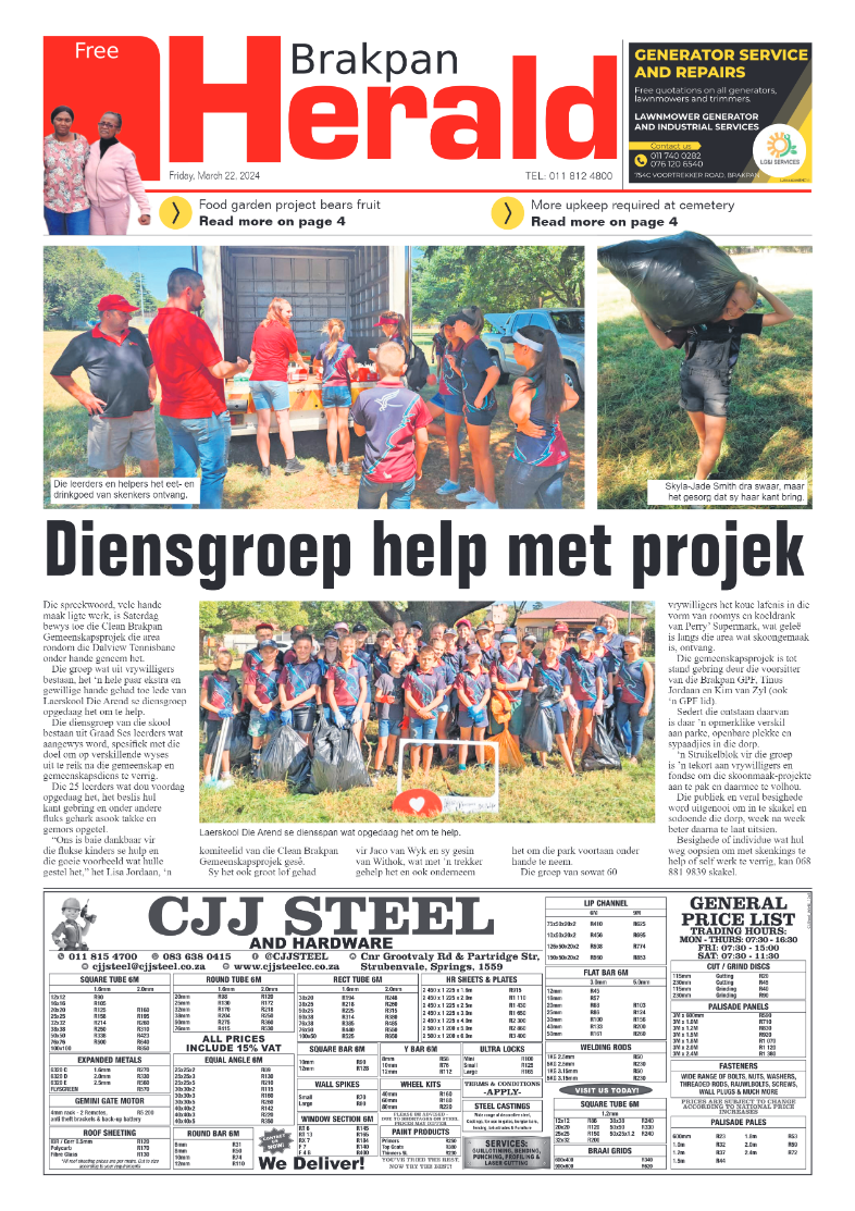 Brakpan Herald 22 March 2024 page 1
