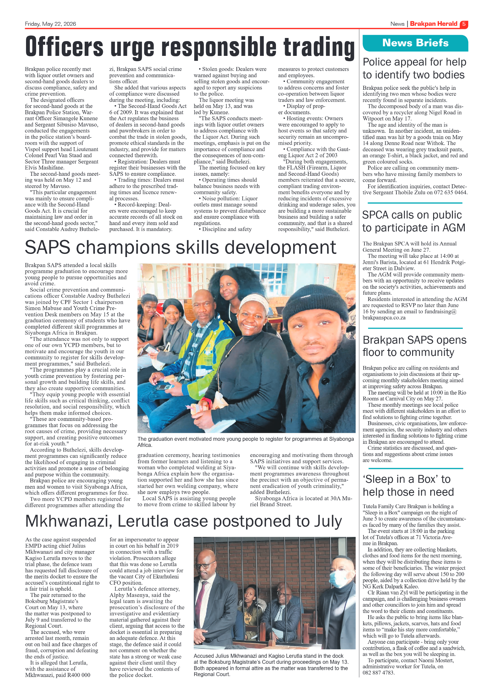 Brakpan Herald 22 May 2026 page 5