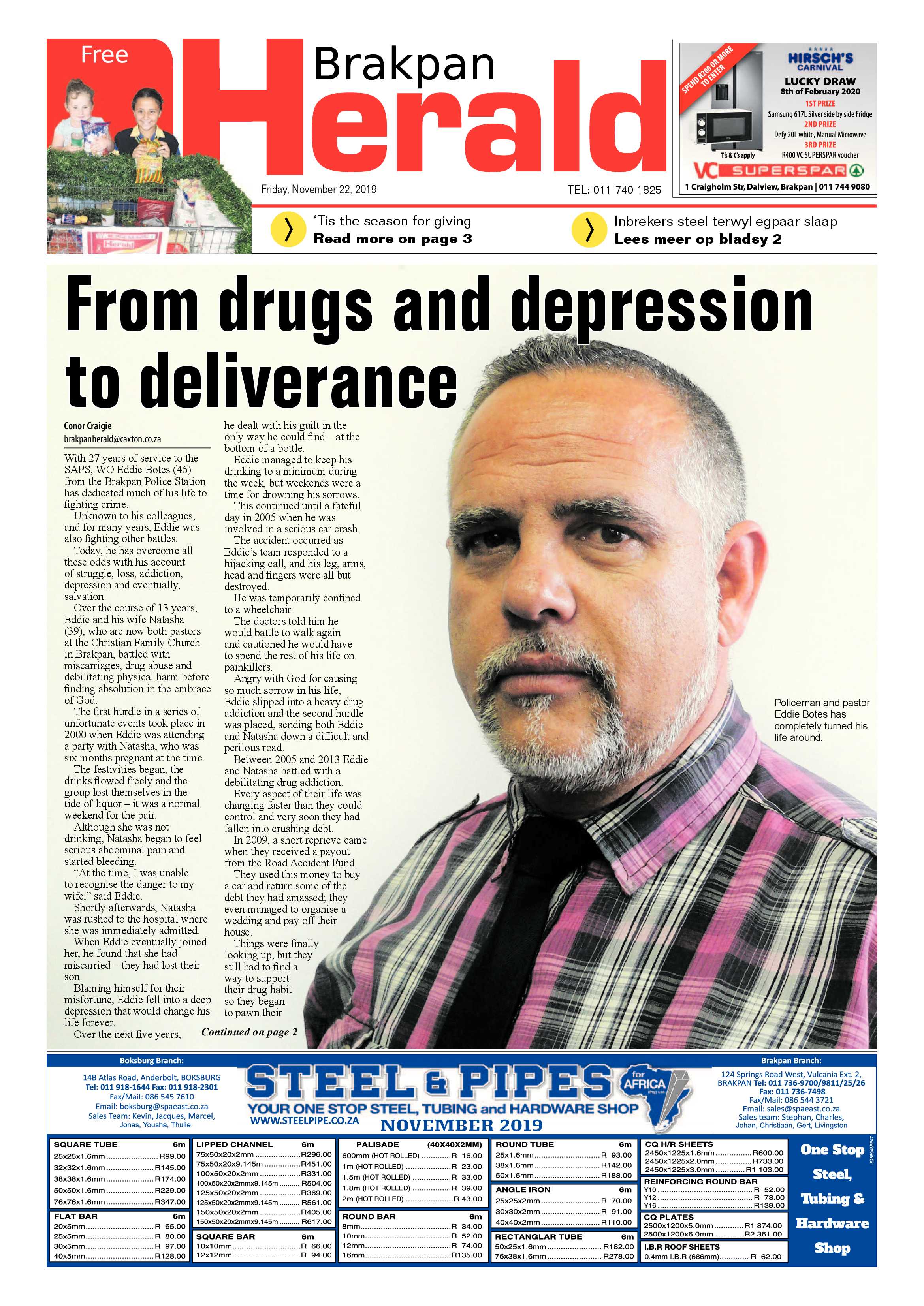 Brakpan Herald 22 November 2019 page 1