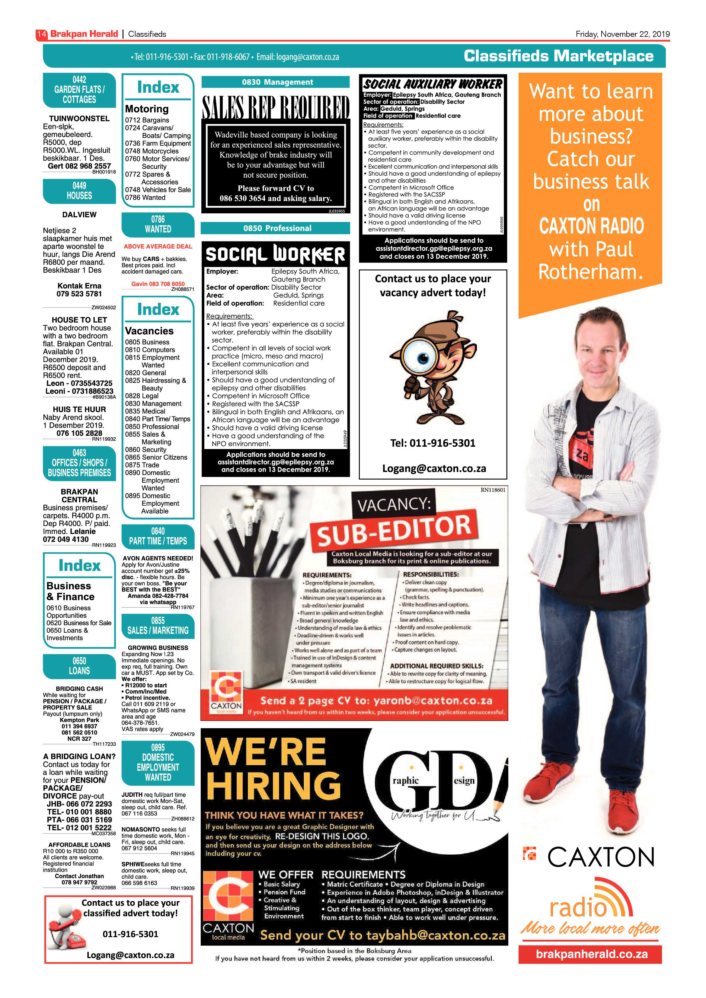 Brakpan Herald 22 November 2019 page 14