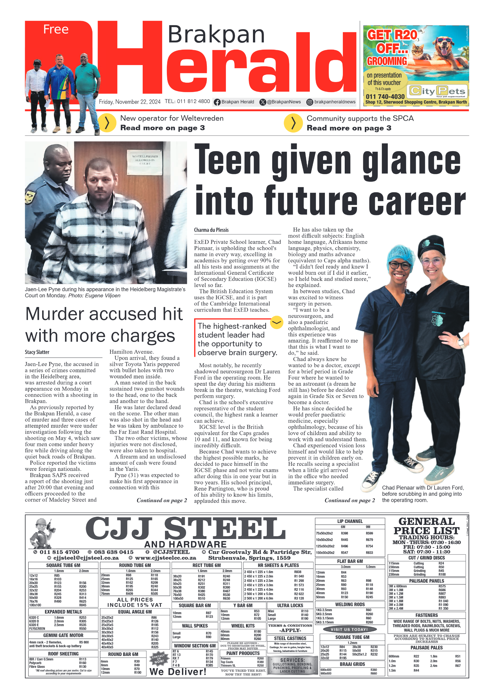 Brakpan Herald 22 November 2024 page 1