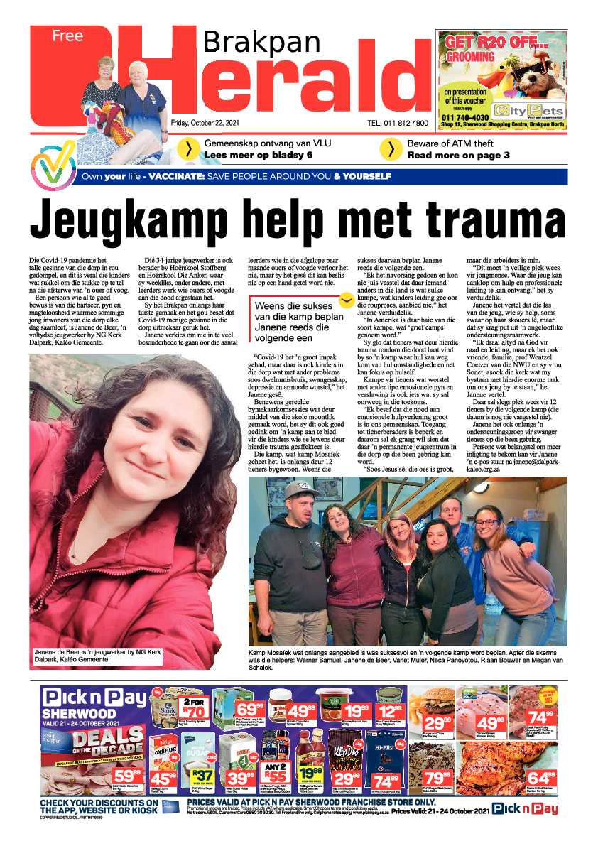 Brakpan Herald 22 October 2021 page 1