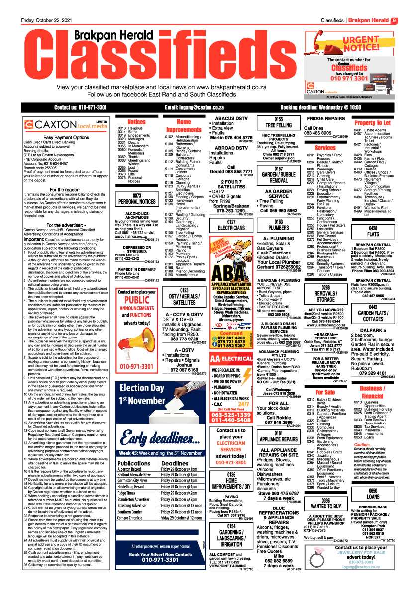 Brakpan Herald 22 October 2021 page 9