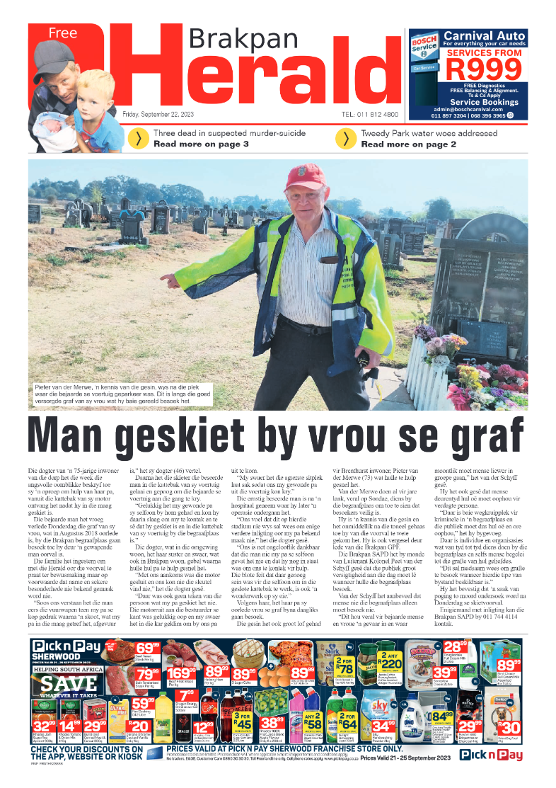 Brakpan Herald 22 September 2023 page 1