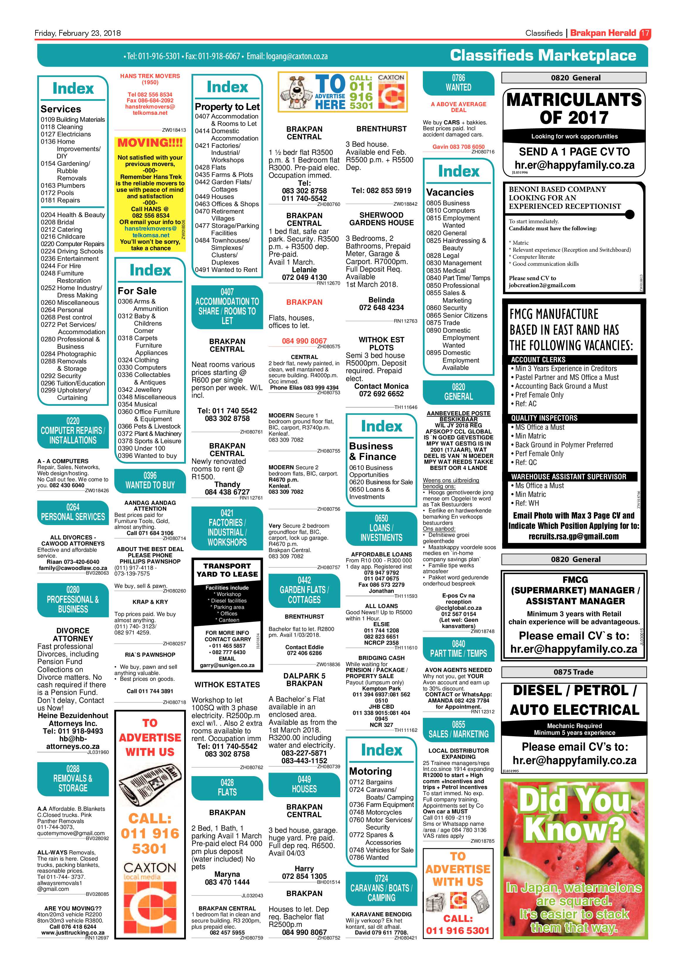 Brakpan Herald 23 February 2018 page 19