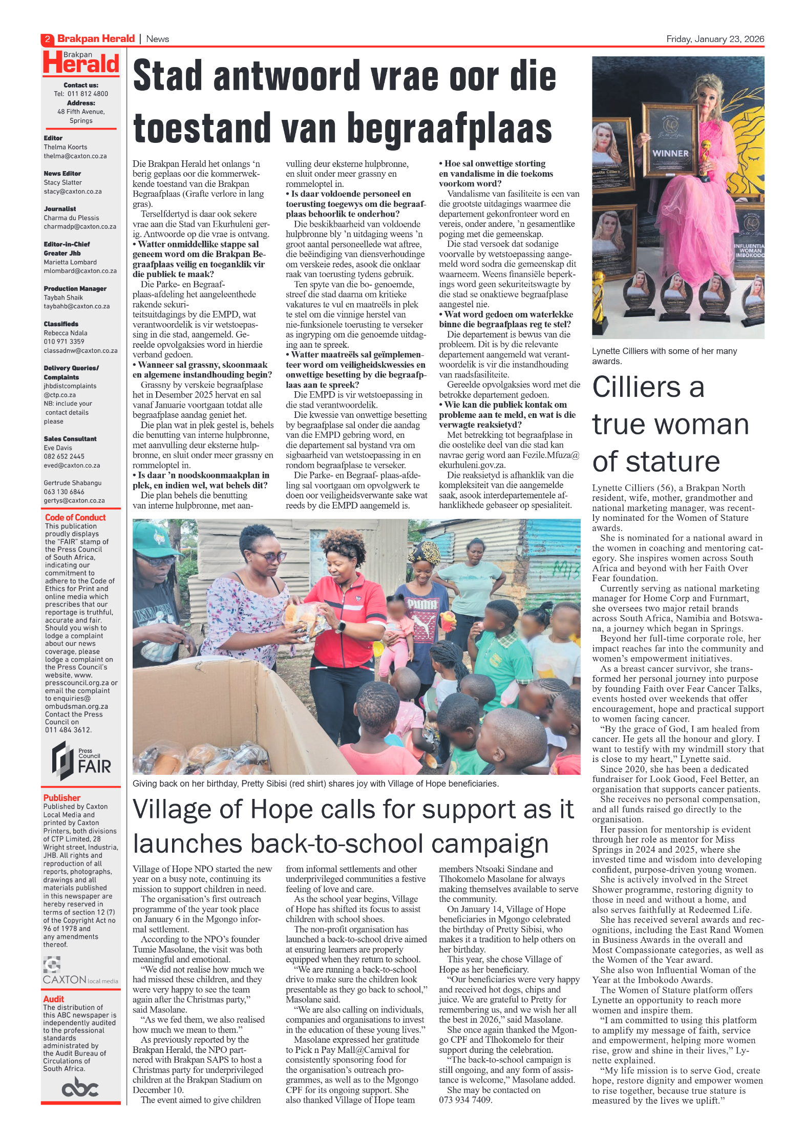 Brakpan Herald 23 January 2026 page 2