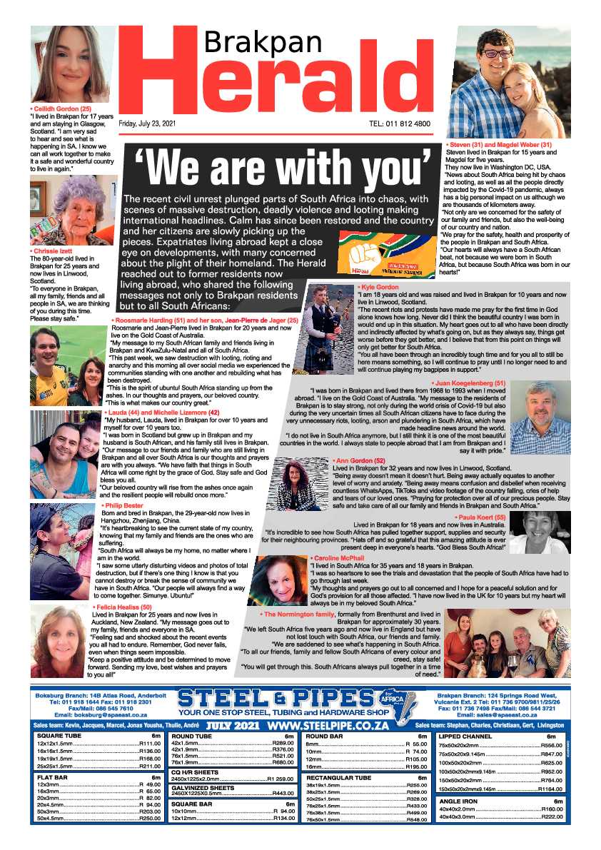 Brakpan Herald 23 July 2021 page 1