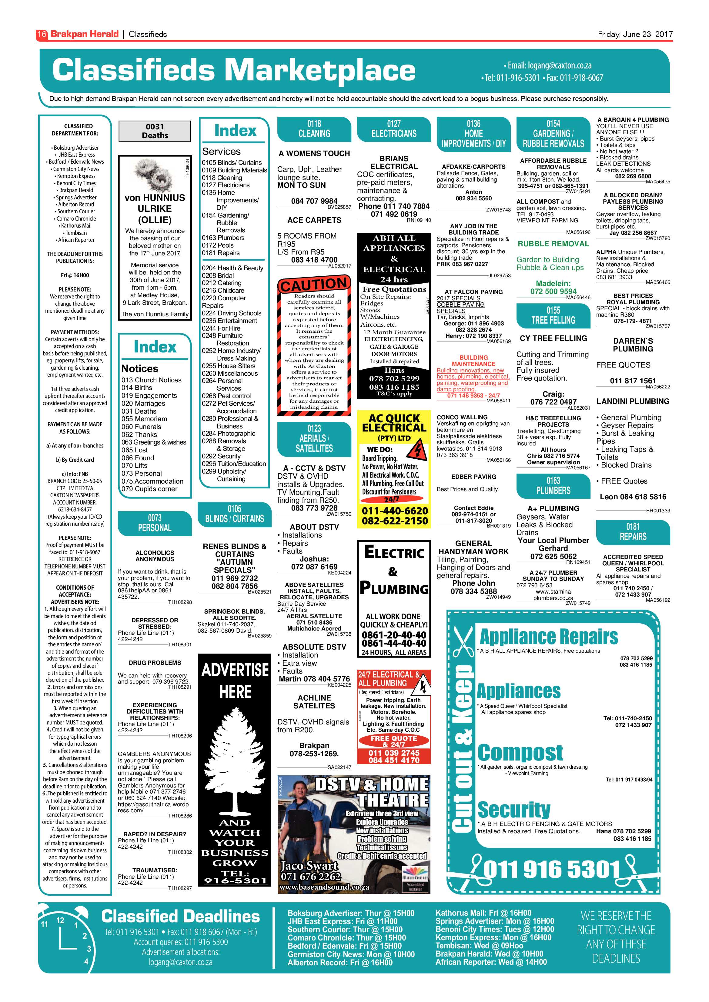 Brakpan Herald 23 June 2017 page 16