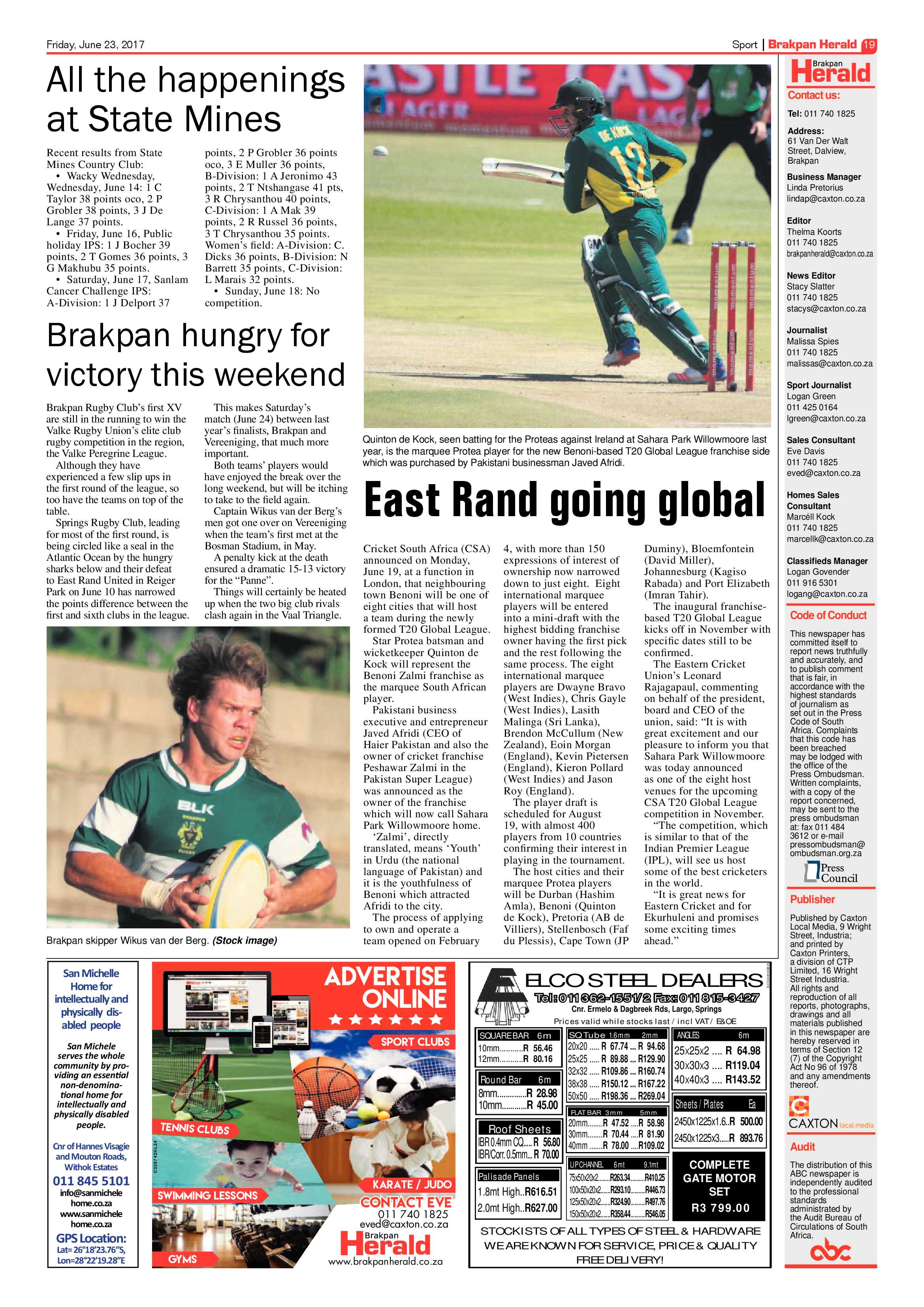 Brakpan Herald 23 June 2017 page 19
