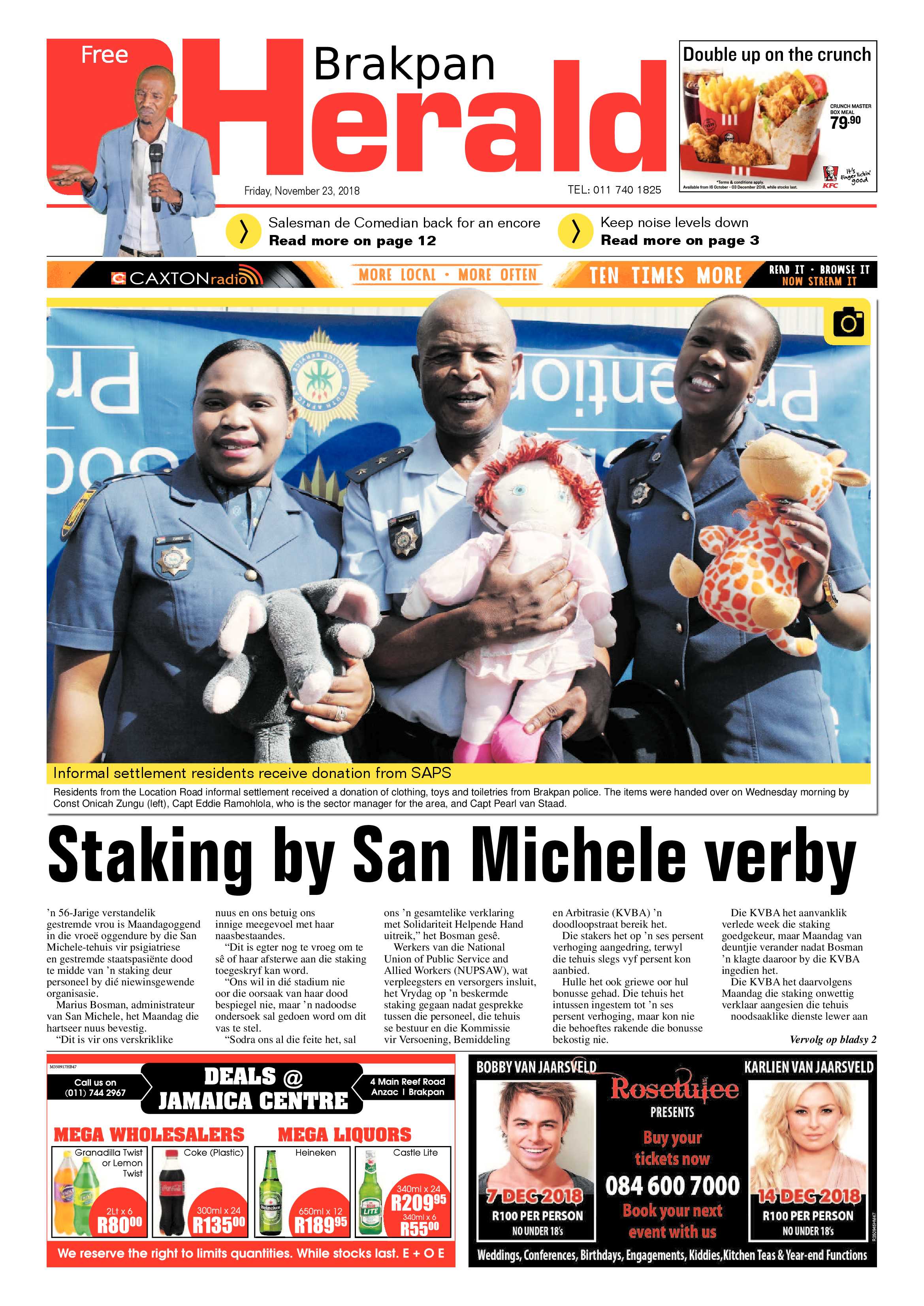 Brakpan Herald 23 November 2018 page 1