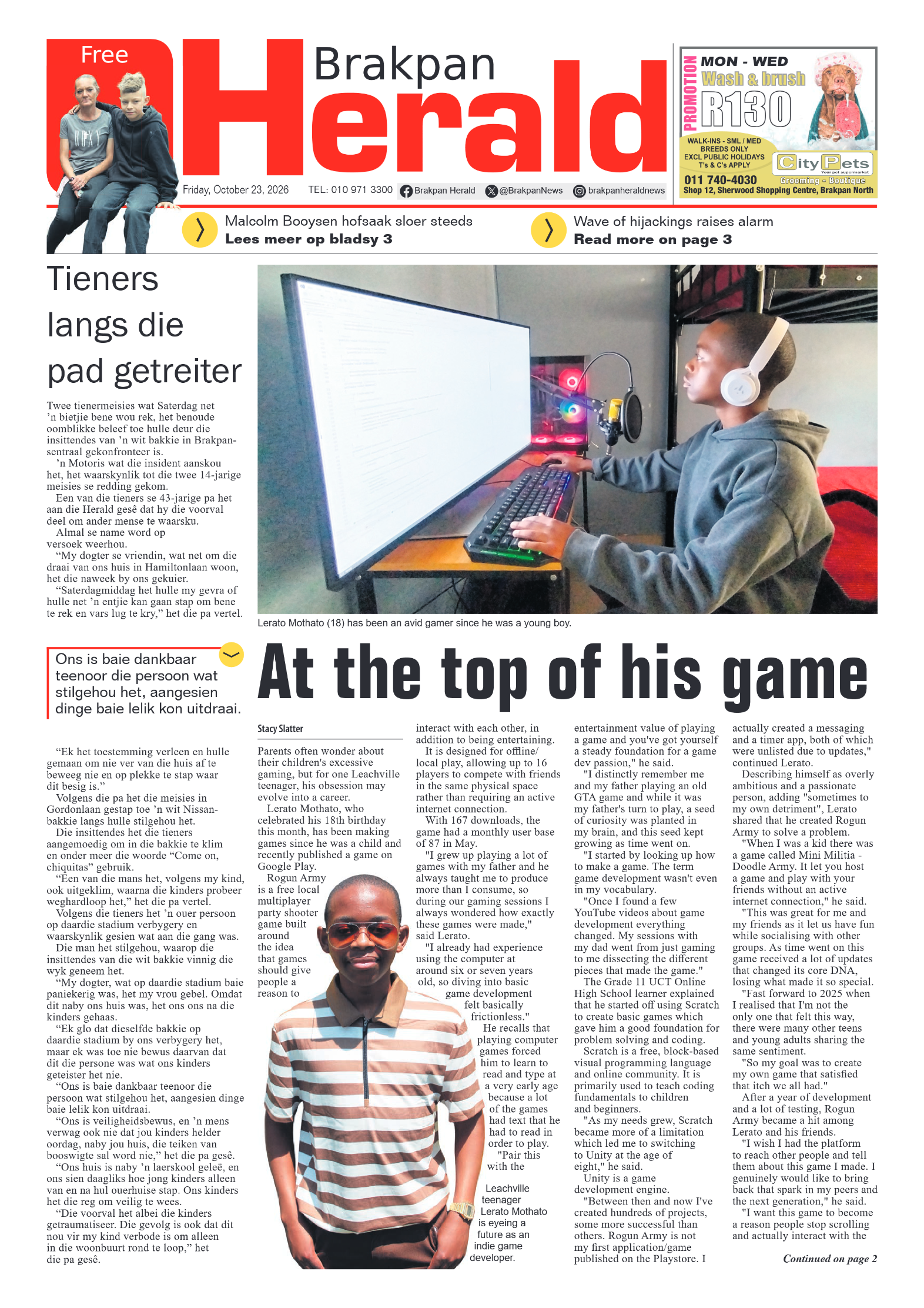 Brakpan Herald 23 October 2026 page 1