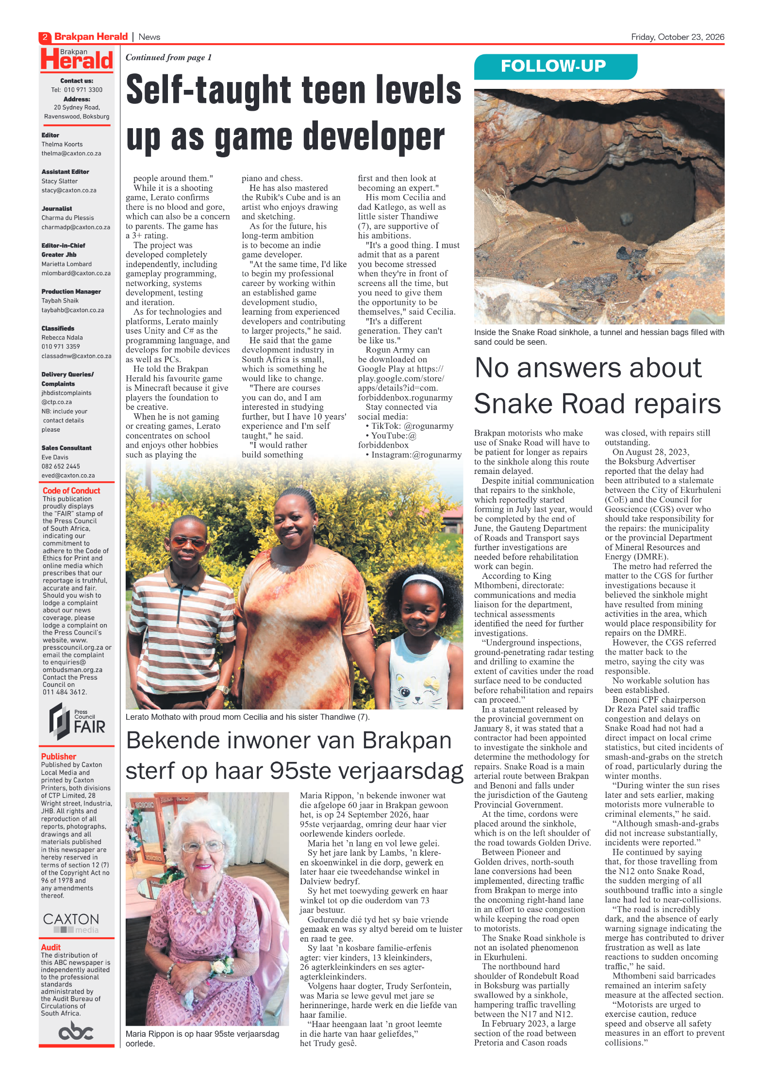 Brakpan Herald 23 October 2026 page 2