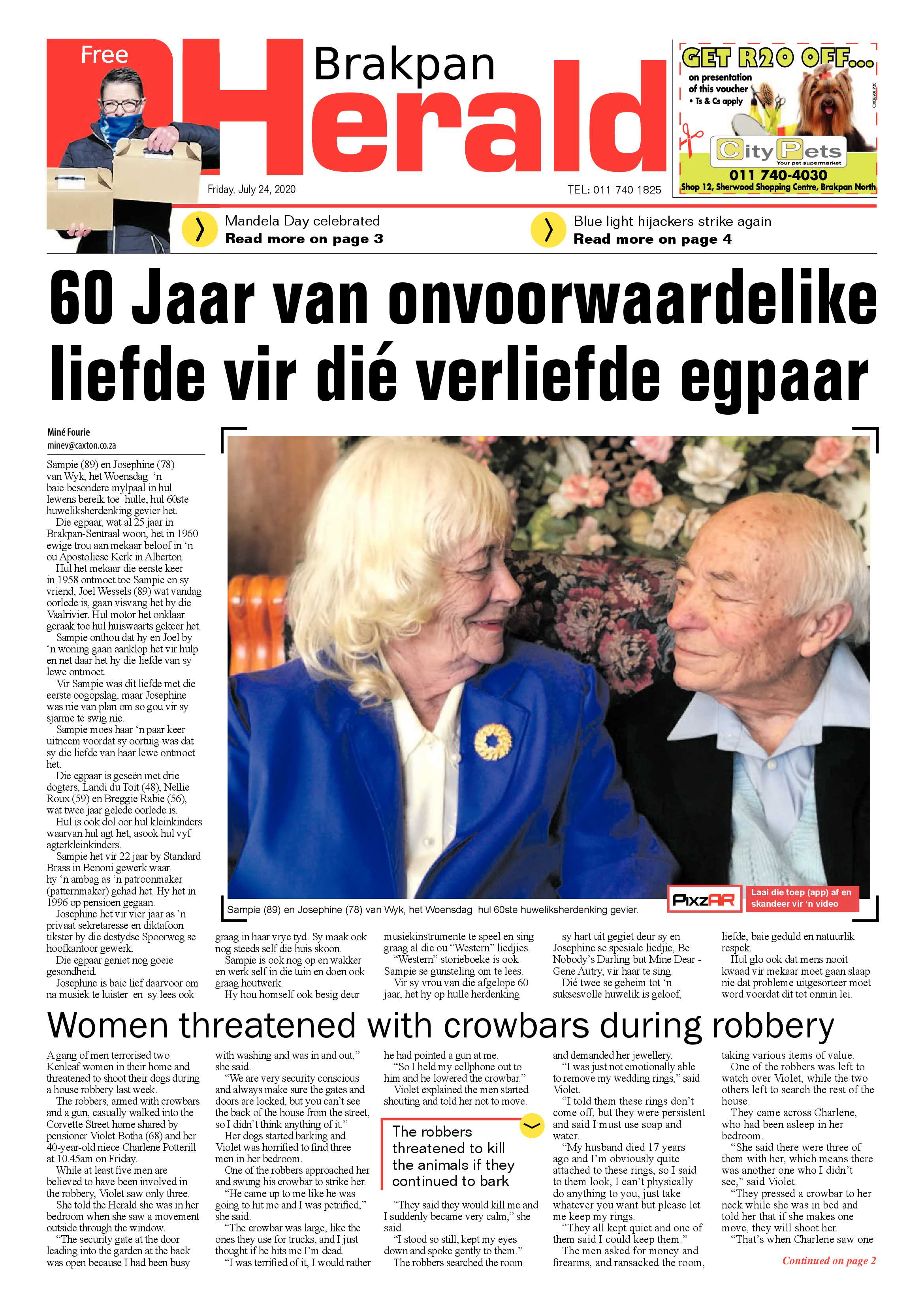 Brakpan Herald 24 July 2020 page 1
