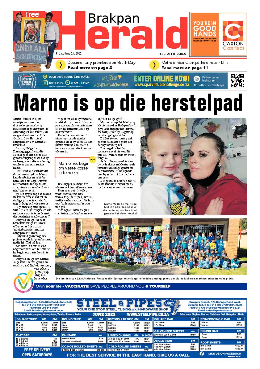 Brakpan Herald 24 June 2022 page 1