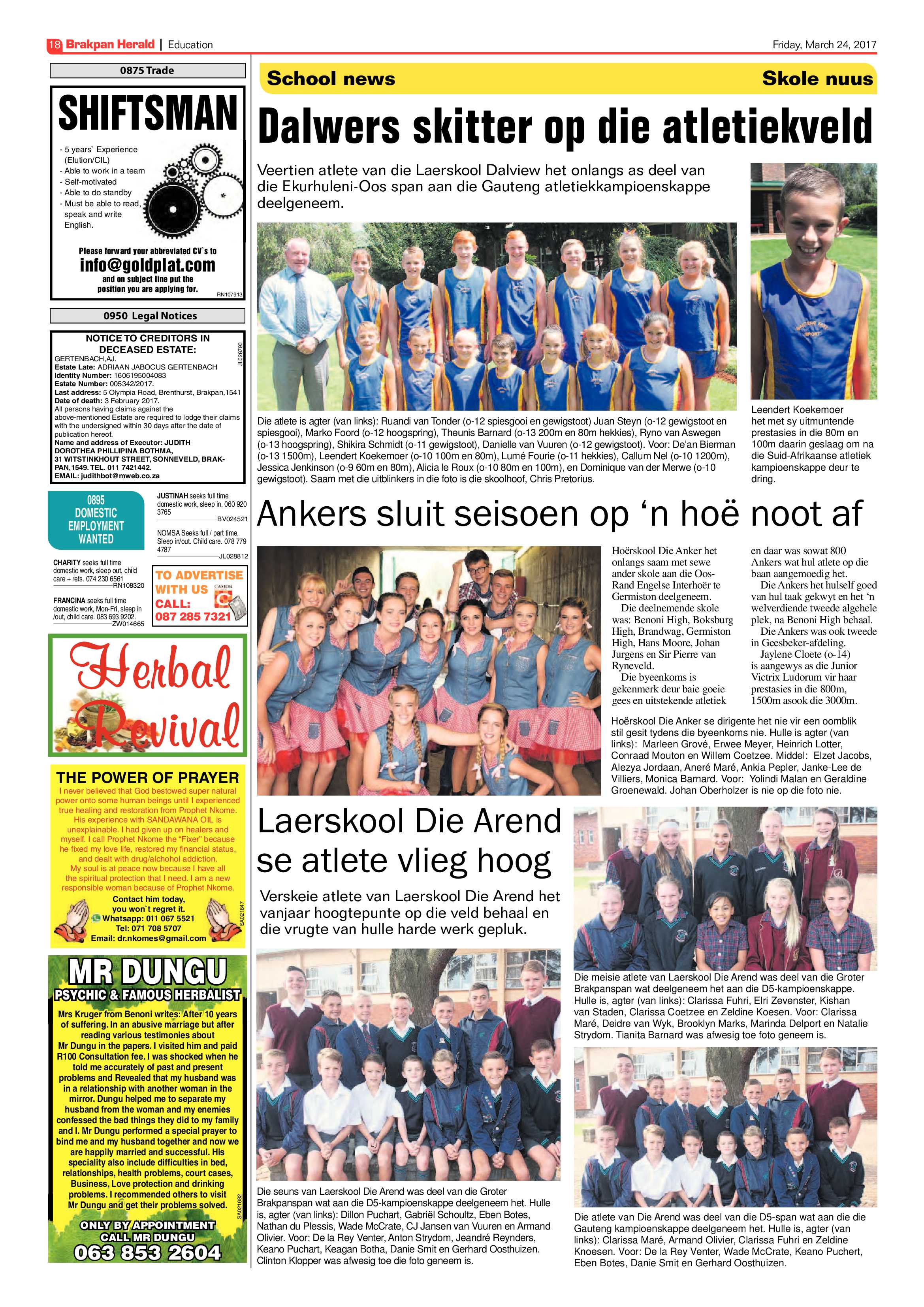 Brakpan Herald 24 March 2017 page 18