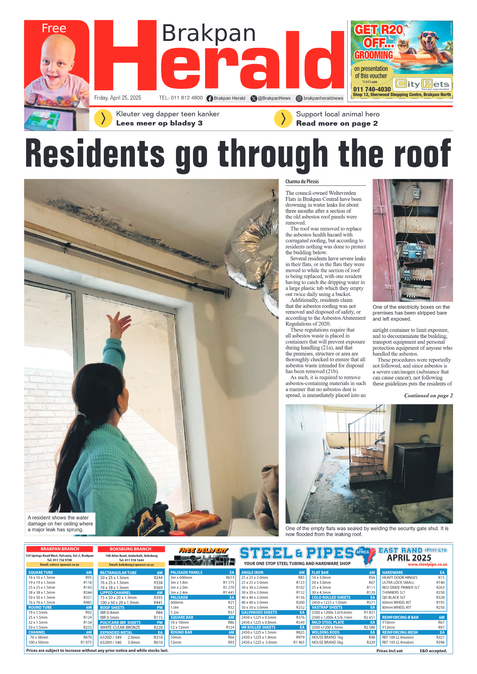 Brakpan Herald 25 April 2025 page 1