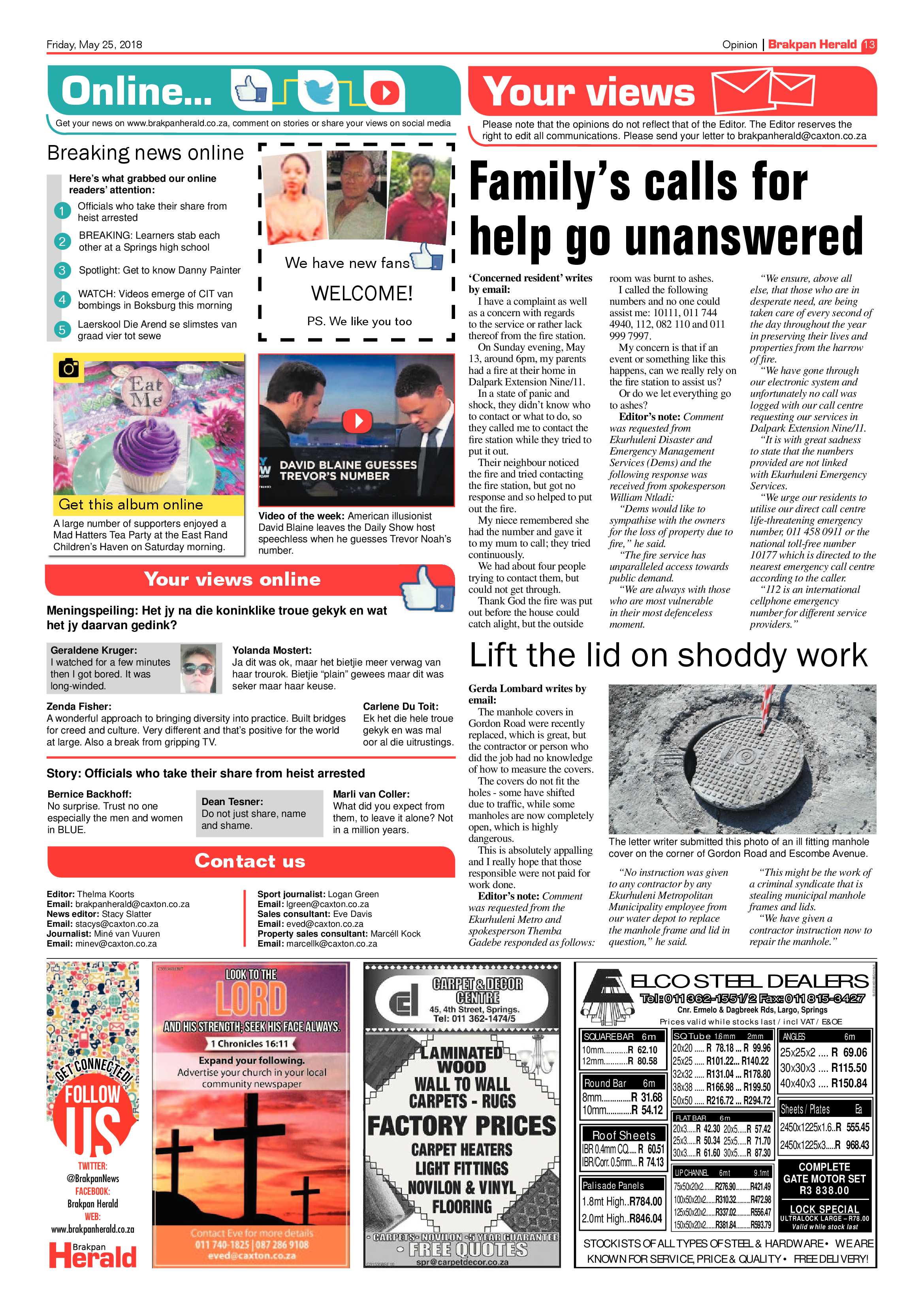 Brakpan Herald 25 May 2018 page 13