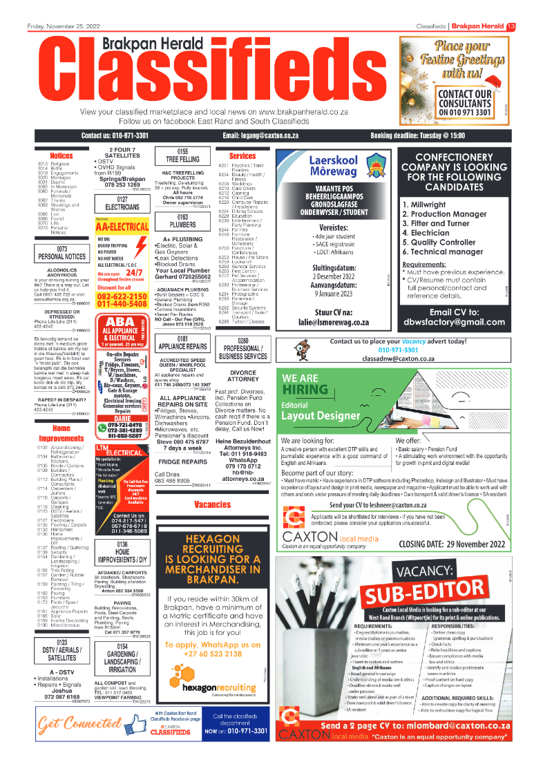 Brakpan Herald 25 Nov 2022 page 13