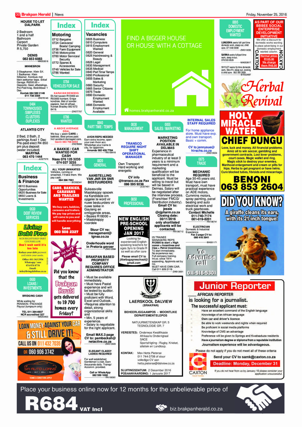 Brakpan Herald 25 November 2016 page 30