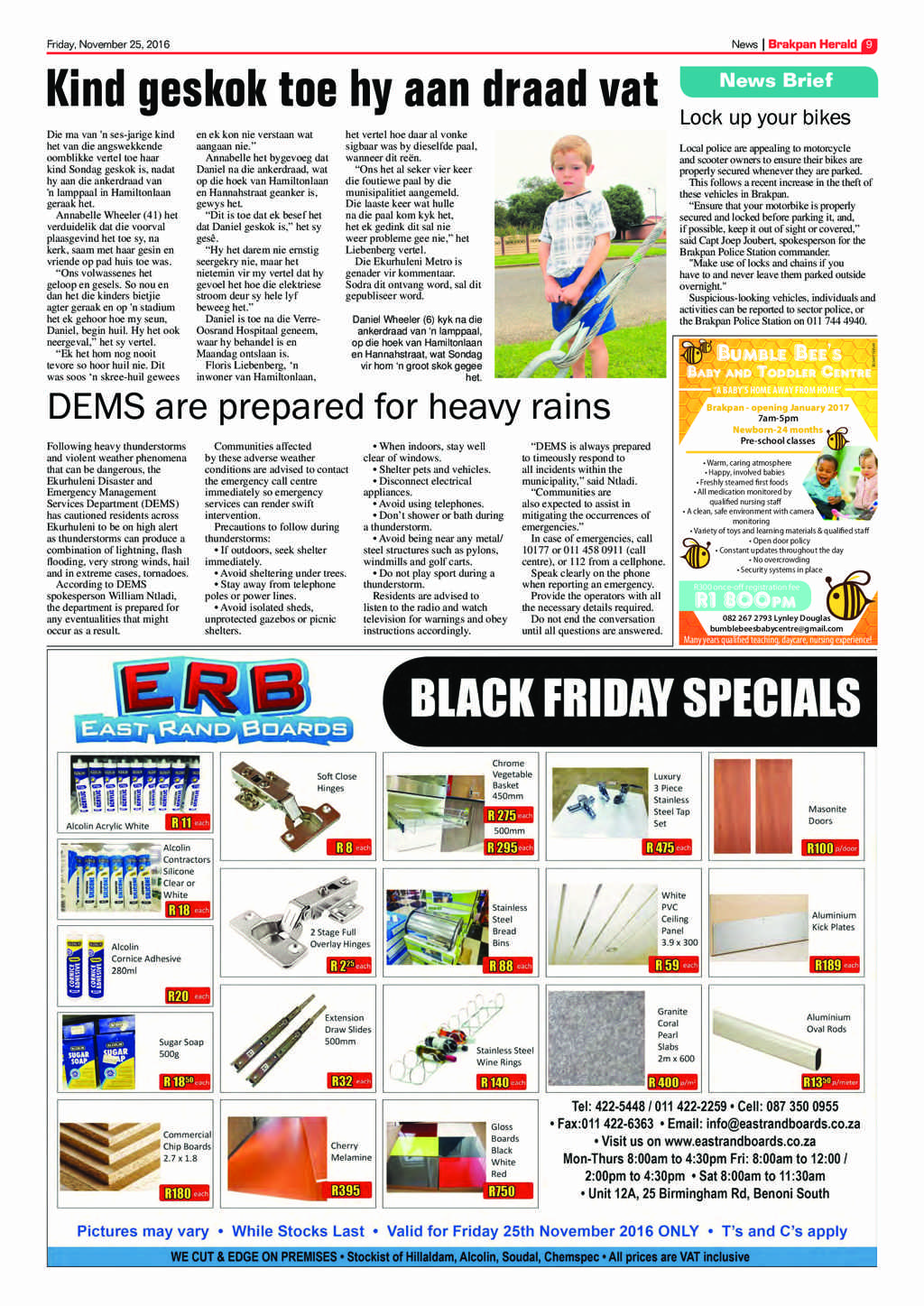 Brakpan Herald 25 November 2016 page 9