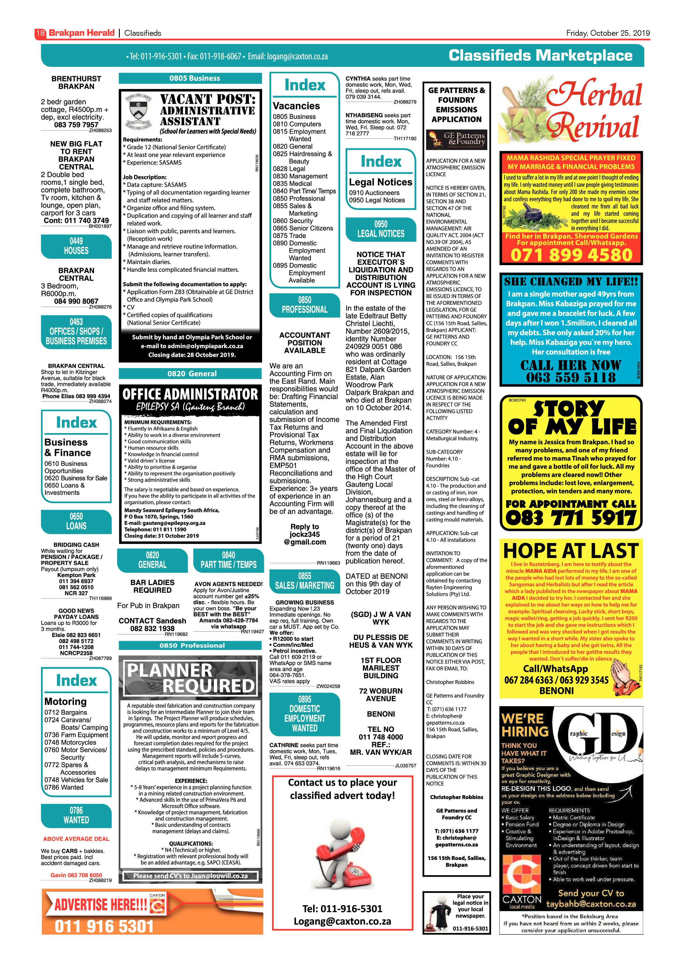 Brakpan Herald 25 October 2019 page 18