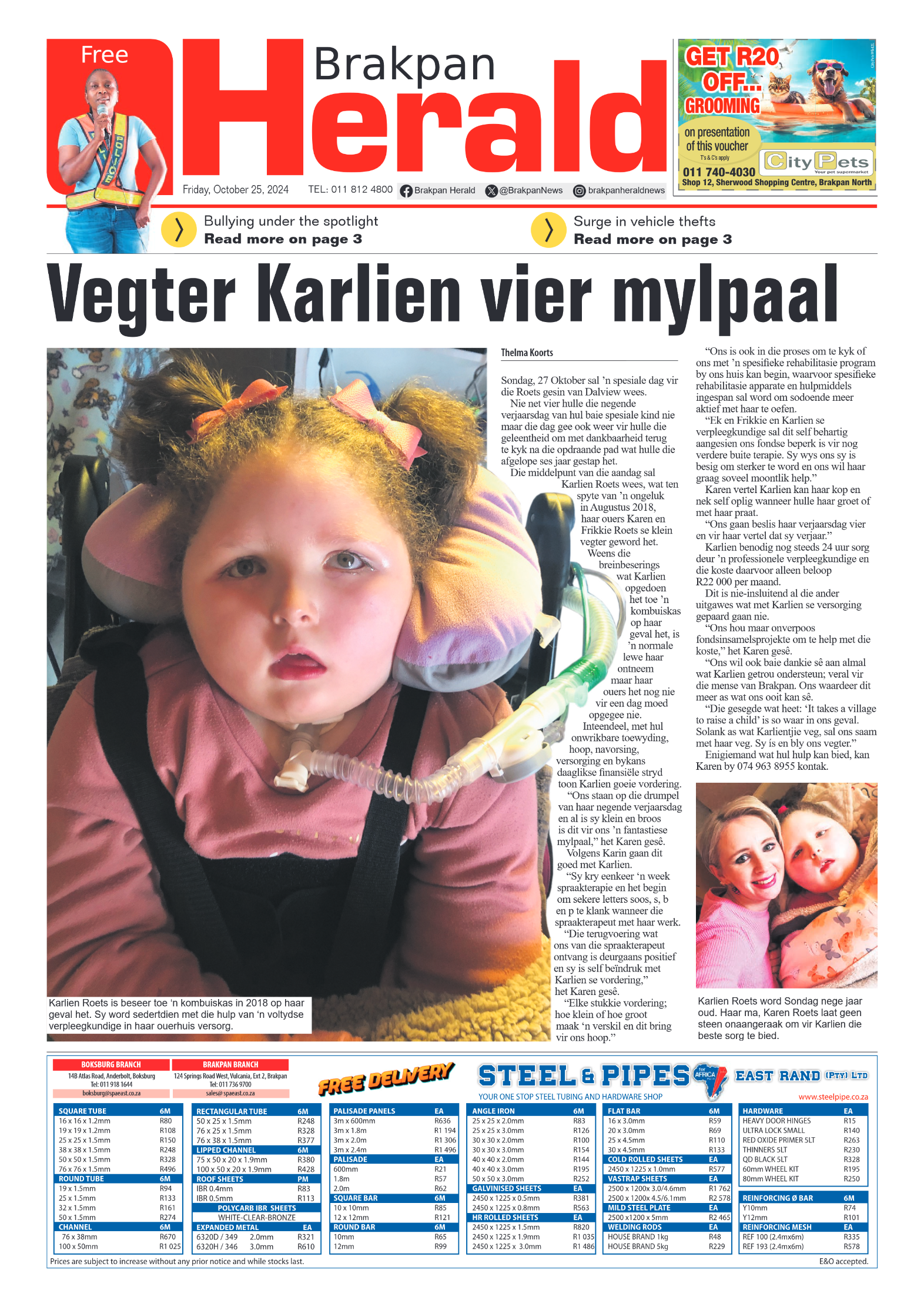 Brakpan Herald 25 October 2024 page 1