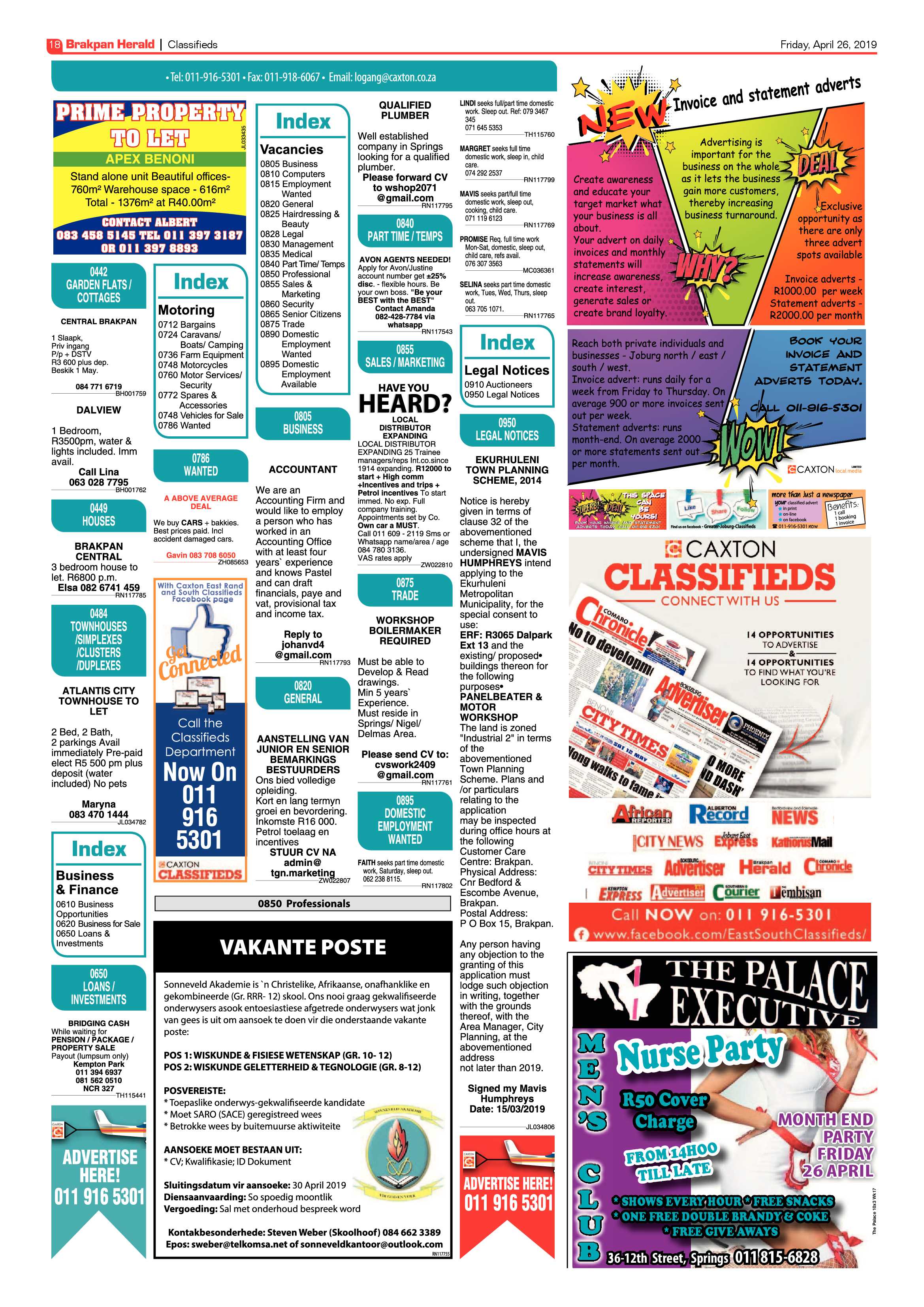 Brakpan Herald 26 April 2019 page 18
