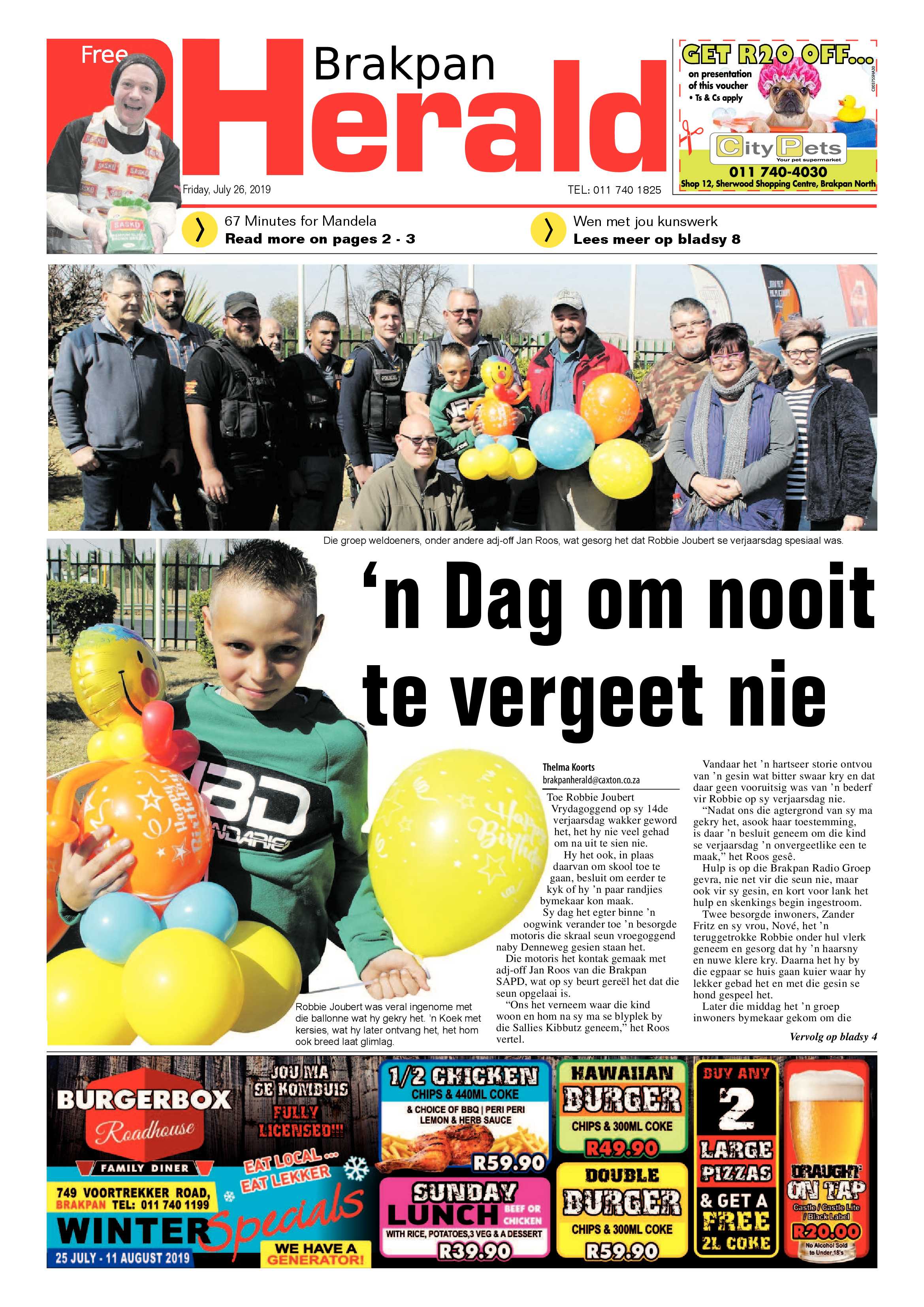 Brakpan Herald 26 July 2019 page 1