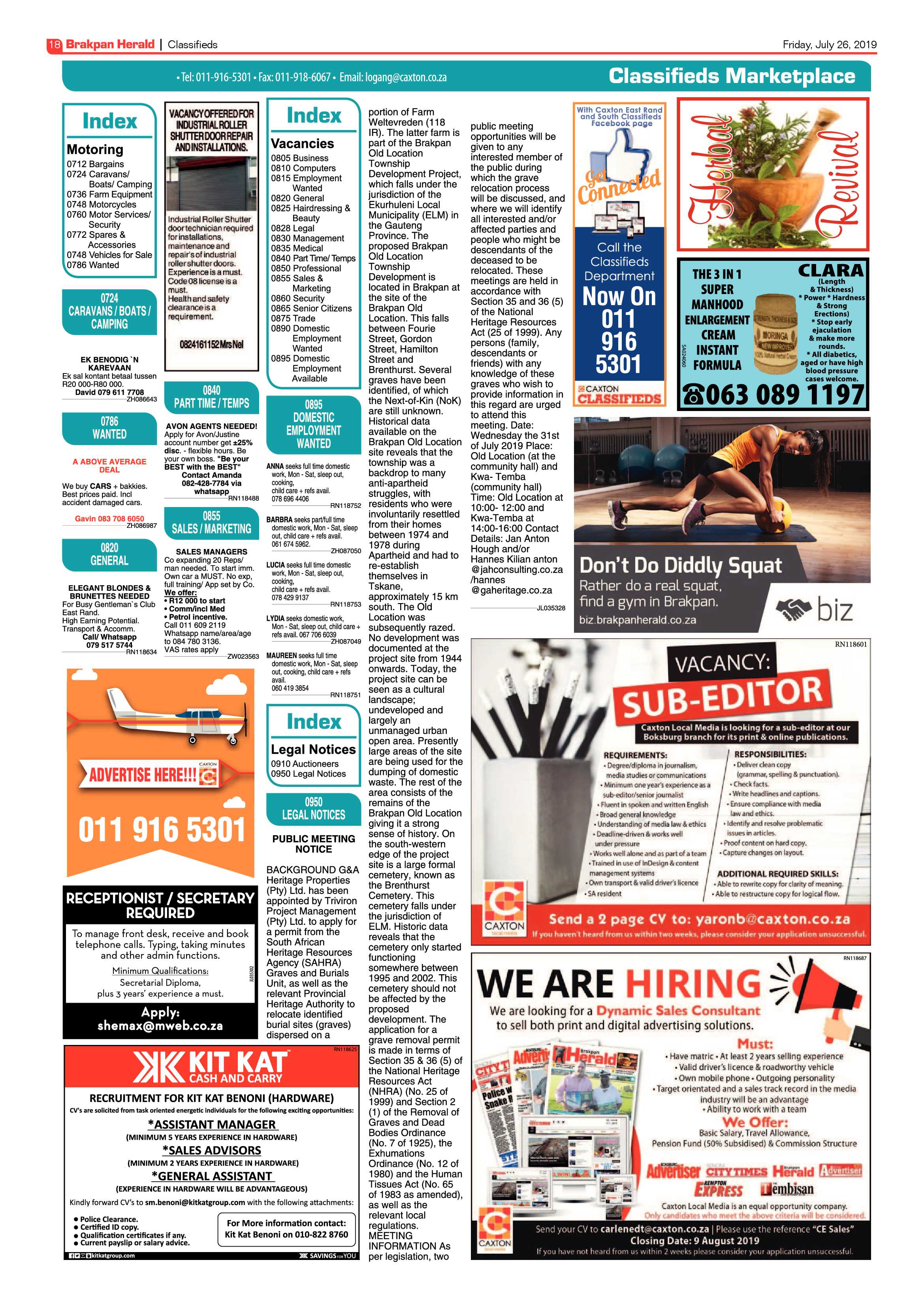 Brakpan Herald 26 July 2019 page 18