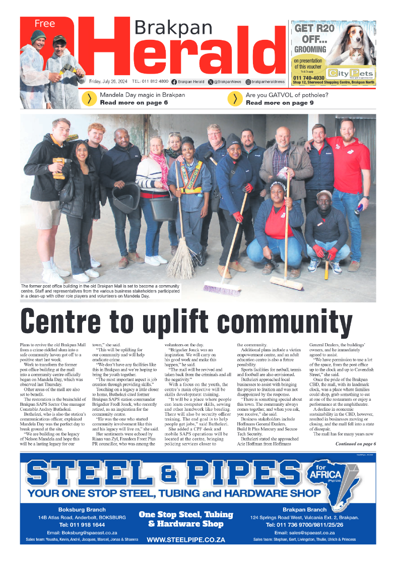 Brakpan Herald 26 July 2024 page 1
