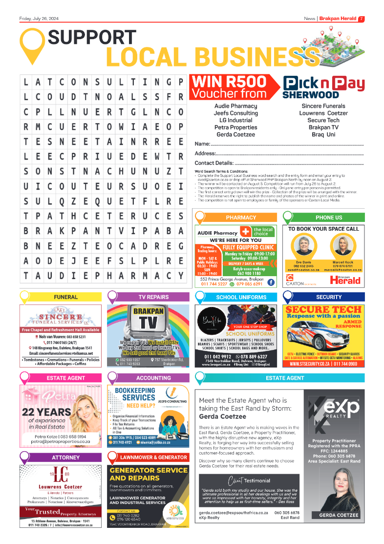 Brakpan Herald 26 July 2024 page 7