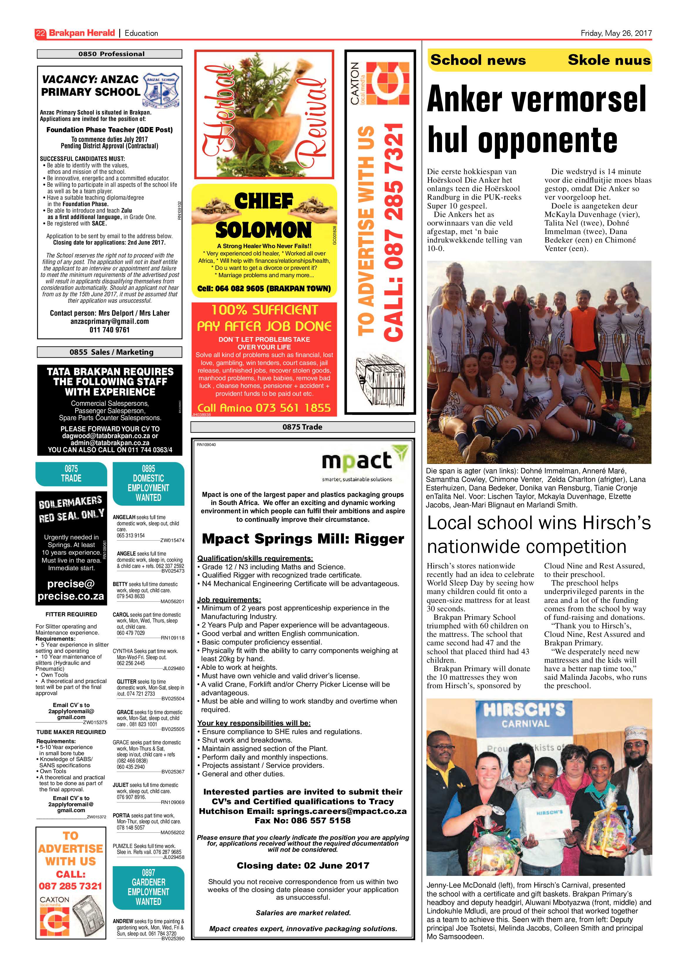 Brakpan Herald 26 May 2017 page 22