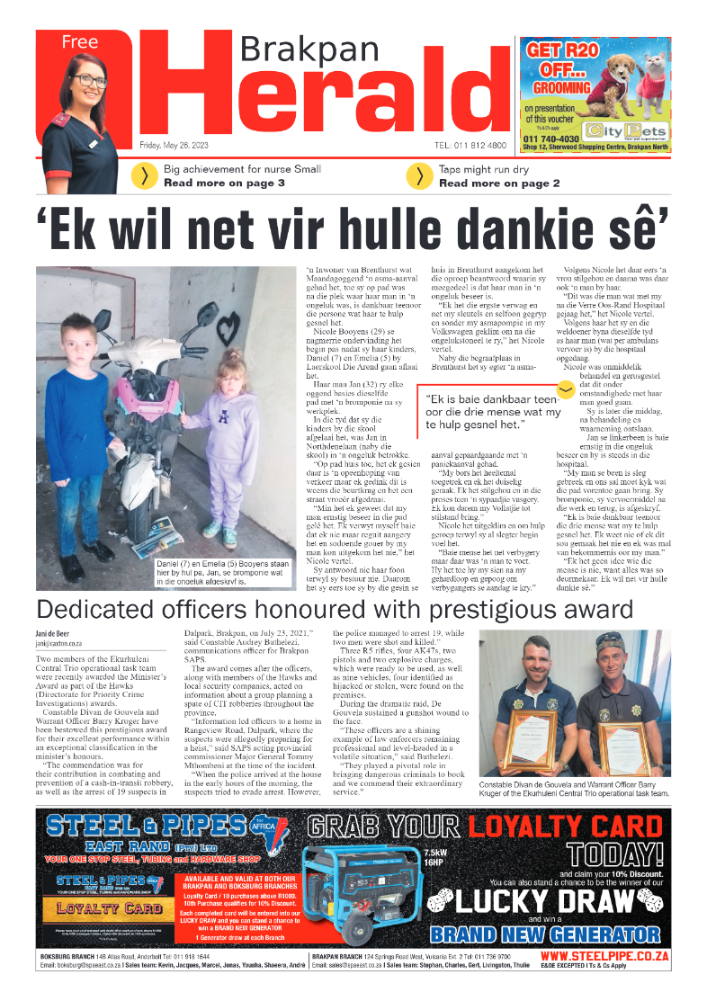 Brakpan Herald 26 May 2022 page 1