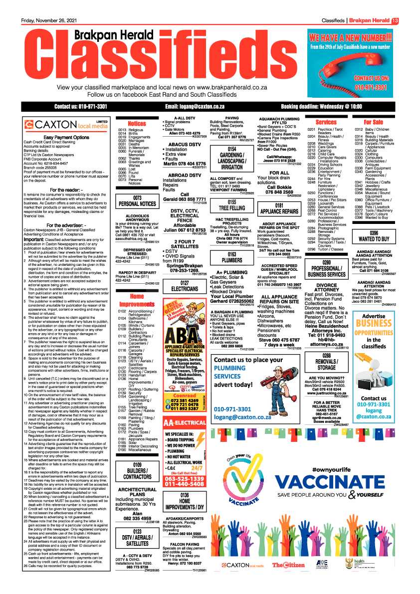 Brakpan Herald 26 November 2021 page 13