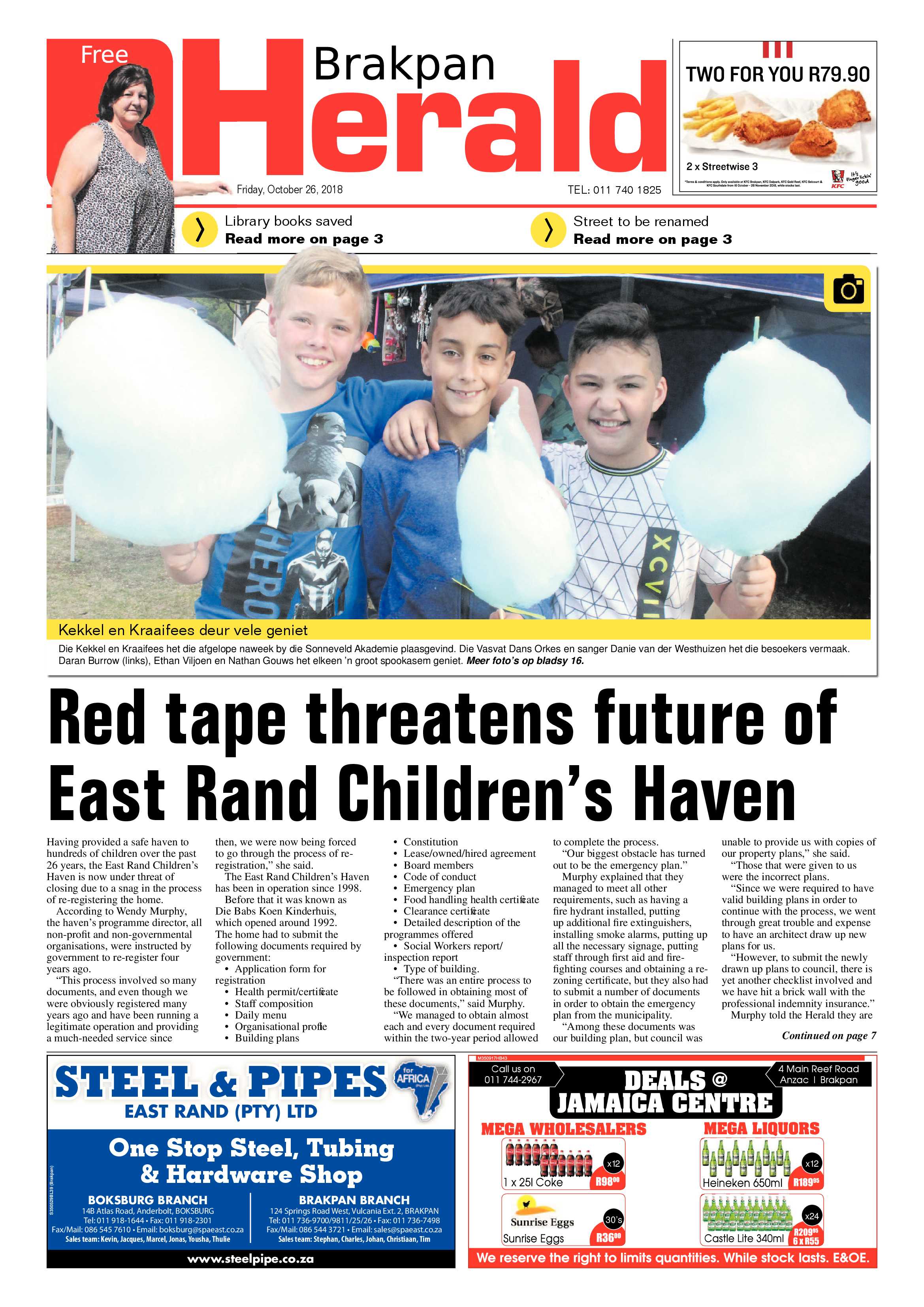 Brakpan Herald 26 October 2018 page 1