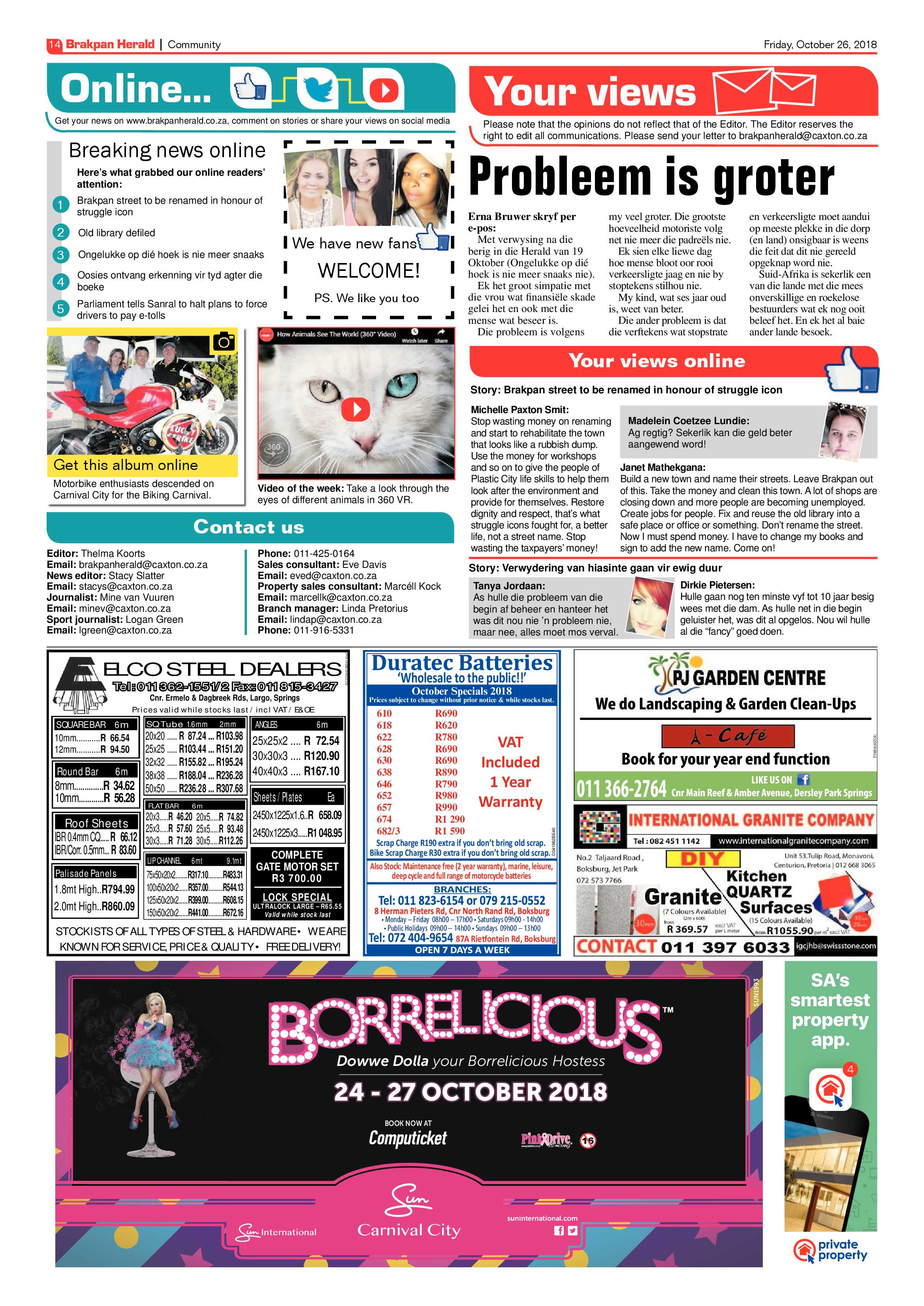 Brakpan Herald 26 October 2018 page 14