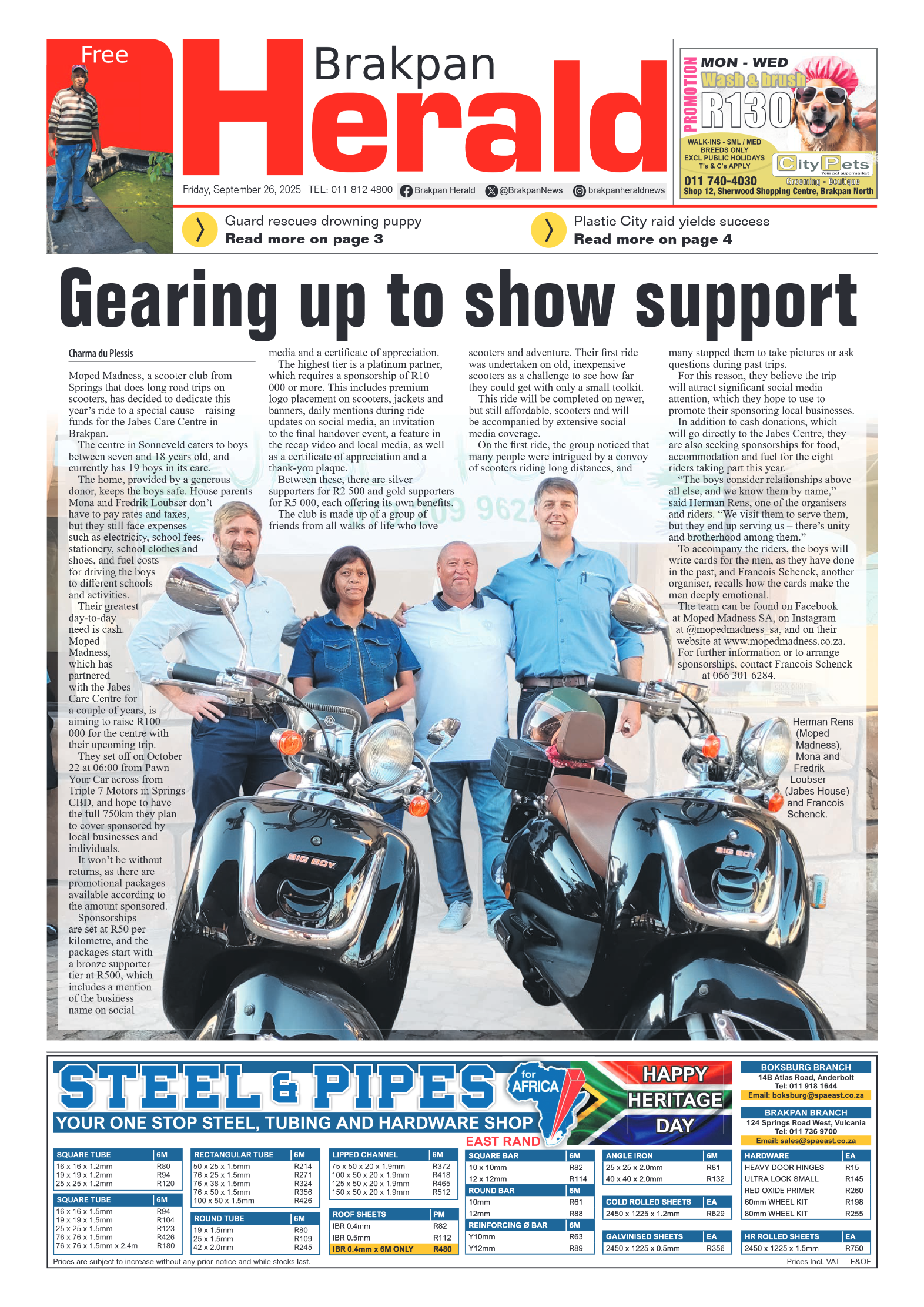 Brakpan Herald 26 September 2025 page 1