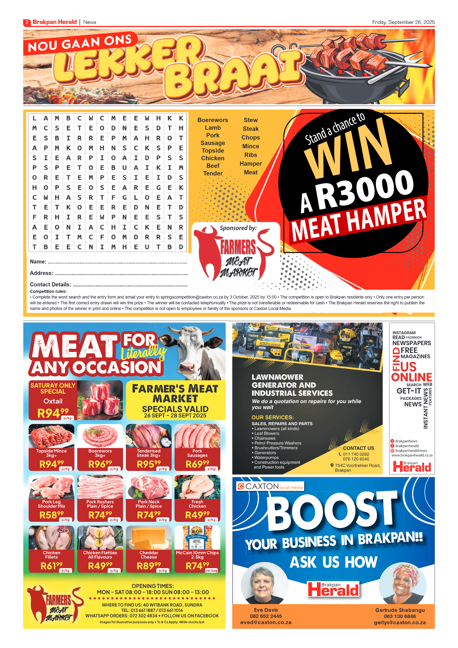 Brakpan Herald 26 September 2025 page 2