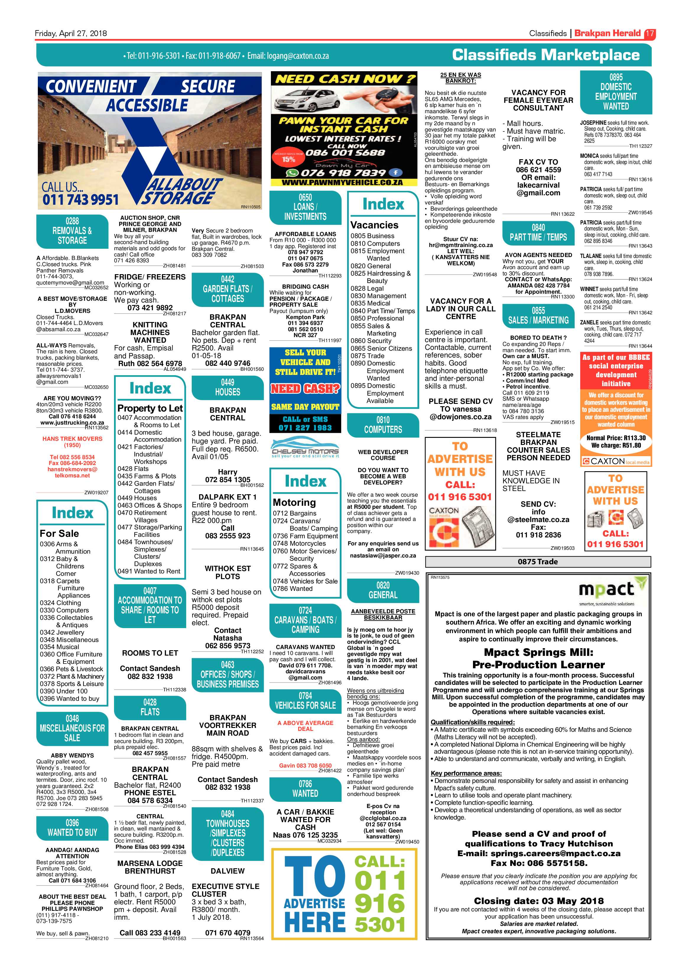 Brakpan Herald 27 April 2018 page 19
