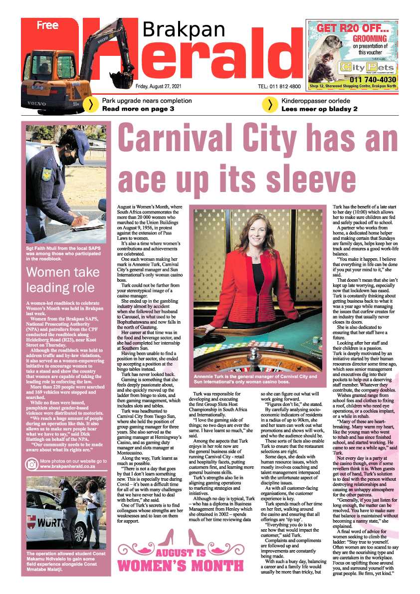 Brakpan Herald 27 August 2021 page 1