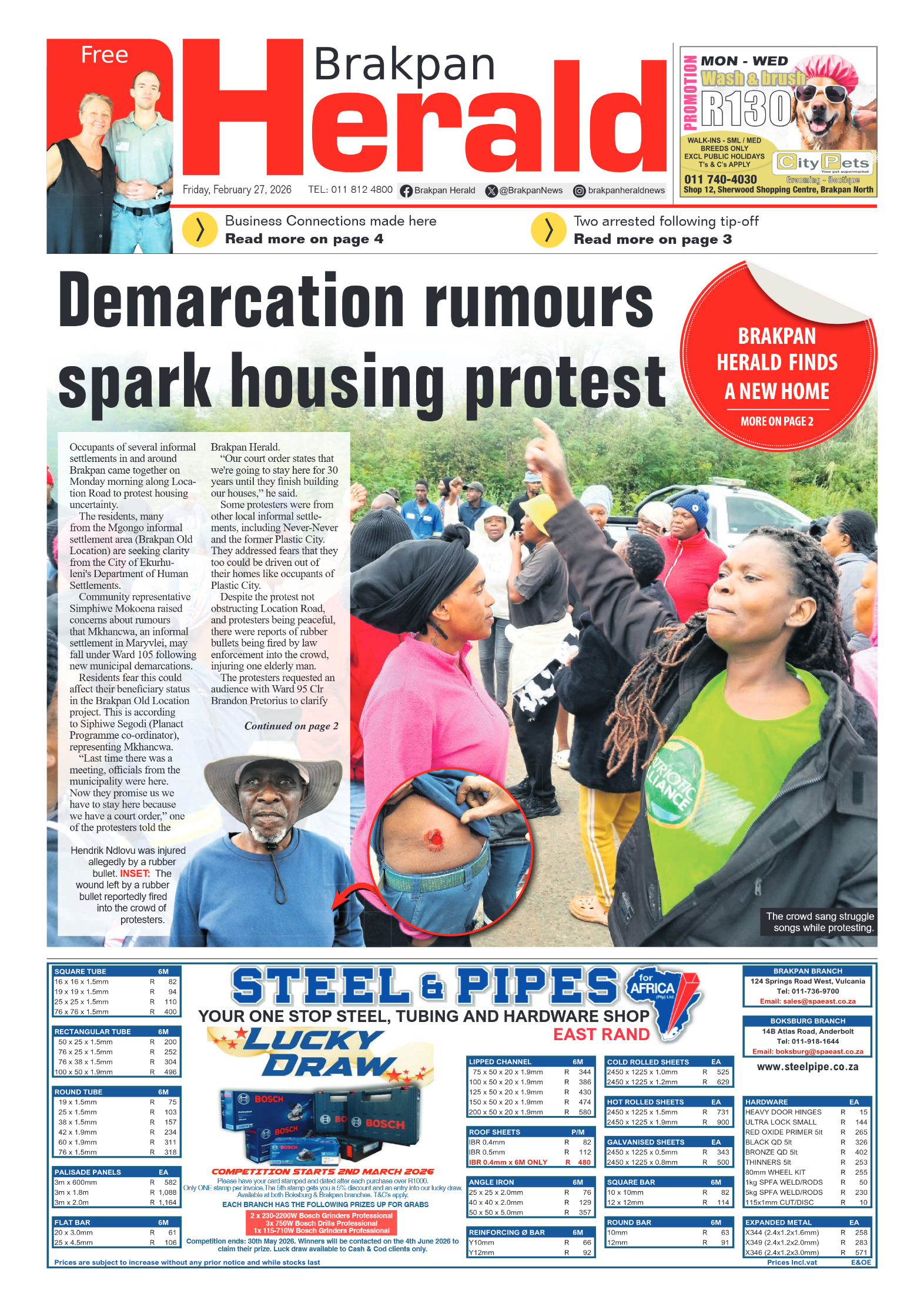 Brakpan Herald 27 February 2026 page 1