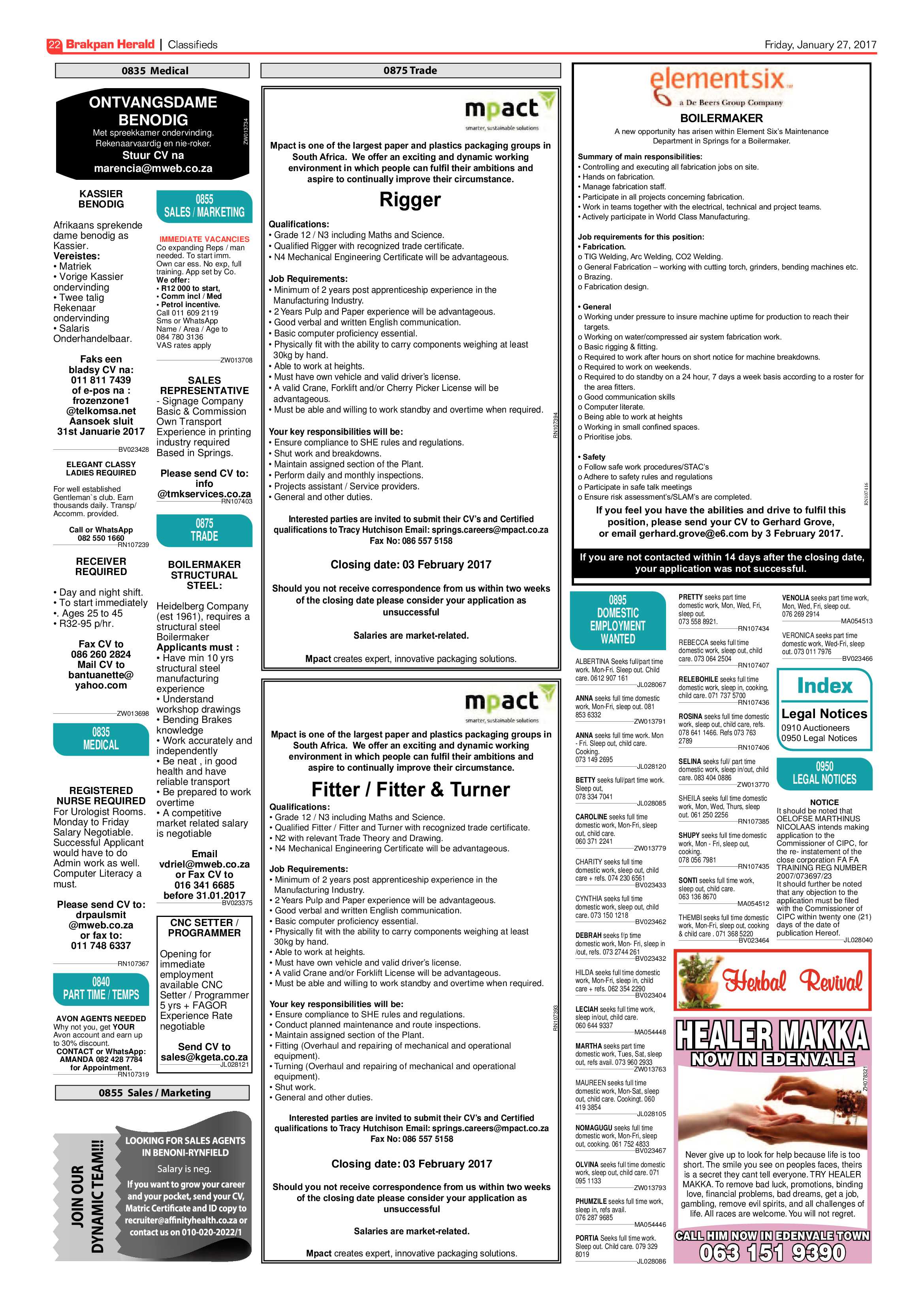 Brakpan Herald 27 January 2017 page 22